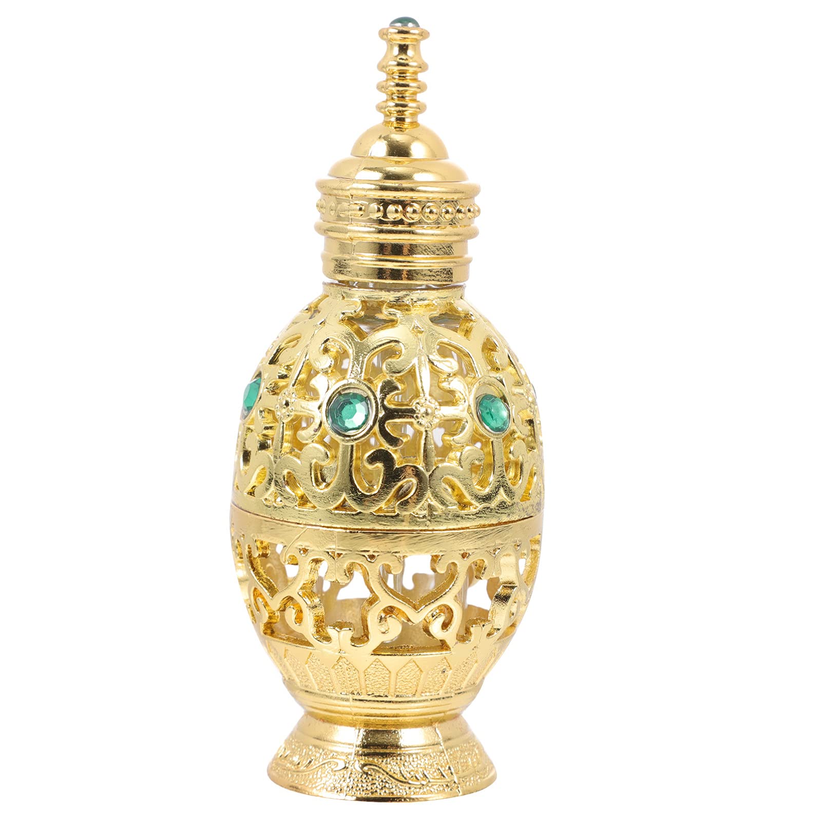 FOMIYES 10ml Empty Crystal Glass Perfume Bottle - Vintage Refillable Essential Oil Container with Golden Carved Design for Perfume, Aromatherapy & Travel | Perfect for DIY Fragrances, Gift Giving & Luxury Home Decor