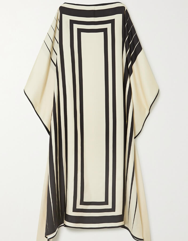 Luxury Beige Soft Satin Silk Kaftan Dress for Women - Elegant Loungewear & Beach Cover Up - Perfect for Spa Days, Vacations and Summer Evenings