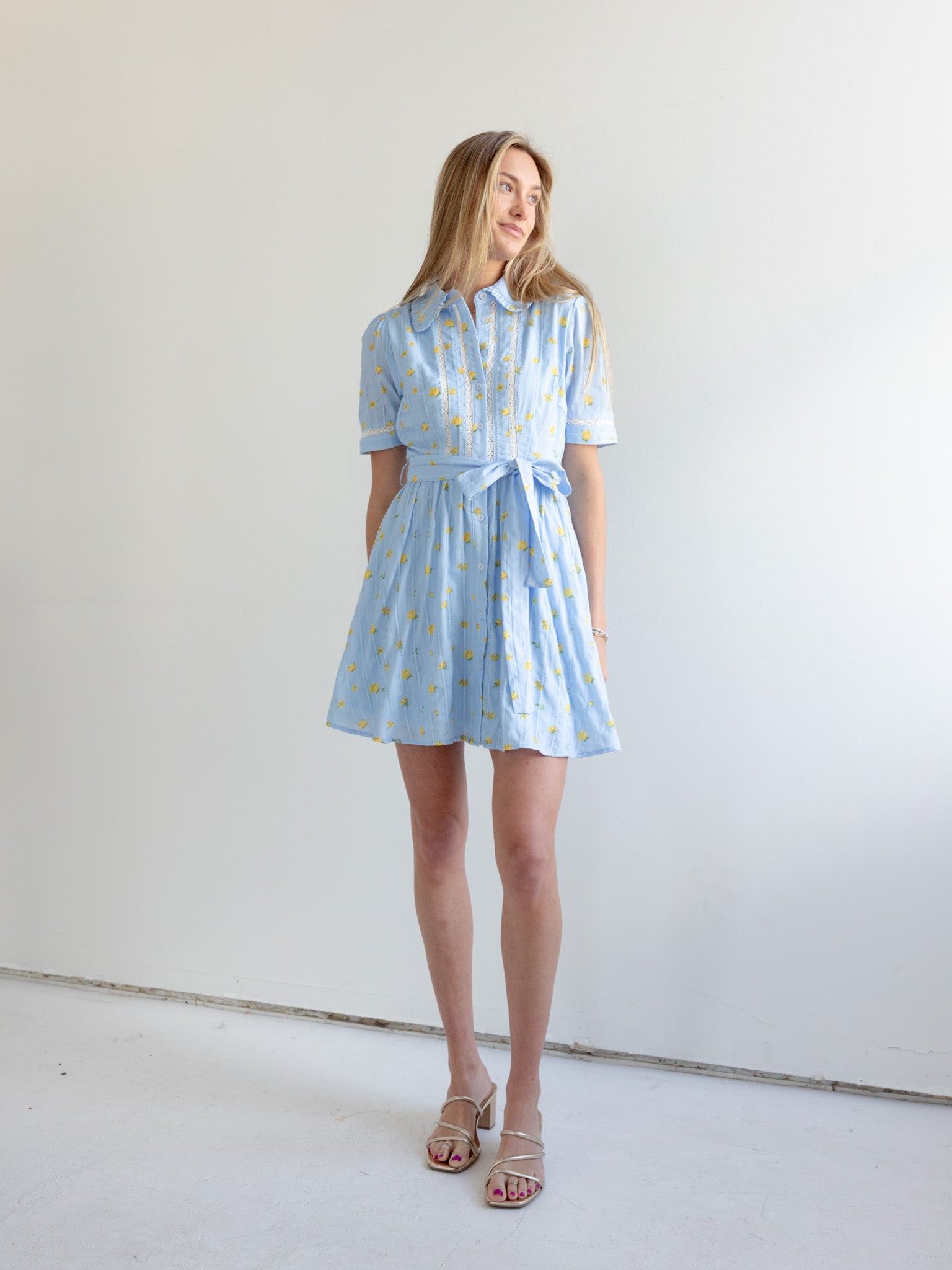 Madi Collared Mini Dress - Women's Short Sleeve Floral Print A-Line Dress for Summer, Party & Date Night | Casual & Formal Occasions