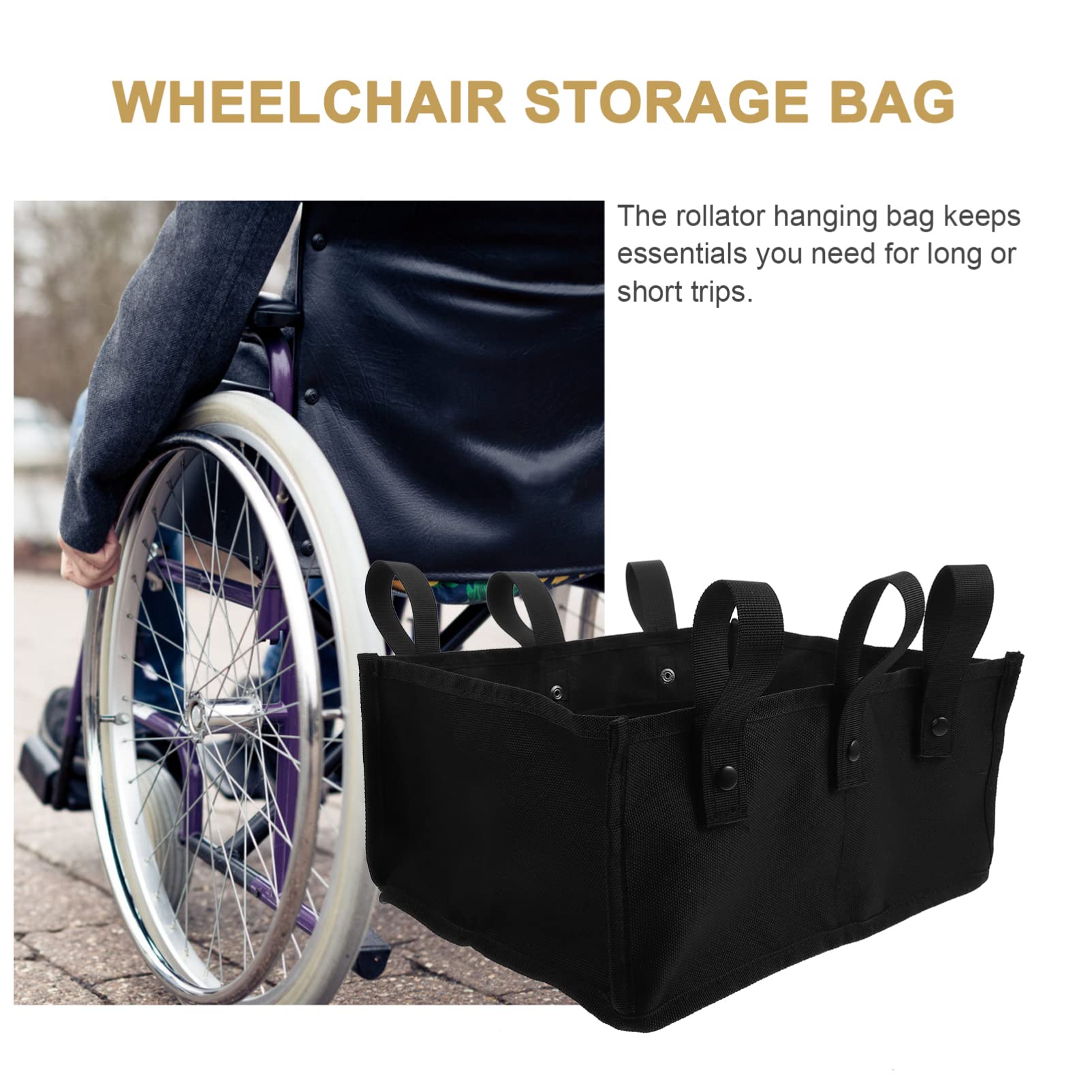Wheelchair Storage Bag Organizer - Large Capacity Pouch for Purse, Handbag & Outdoor Use - Durable Oxford Cloth with Sunglass Strap (Ideal for Travel, Daily Commute & Mobility Accessories)