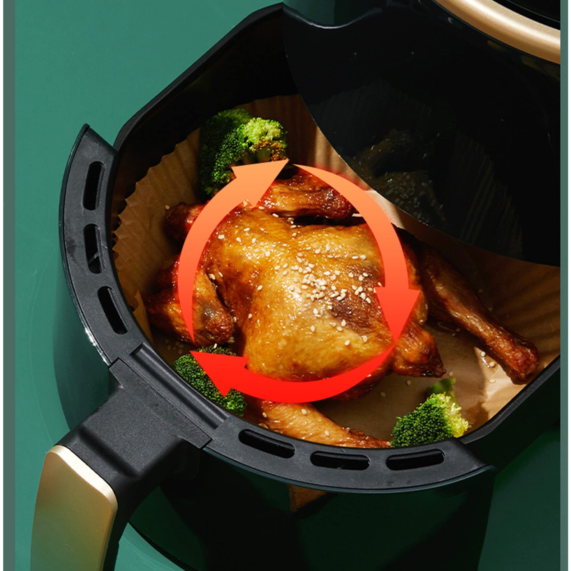 Non-Stick Air Fryer Disposable Paper Liners - 6.5 Inch Round Parchment Baking Sheets (100 Count) - Perfect for Air Fryers, Baking, Roasting & Meal Prep