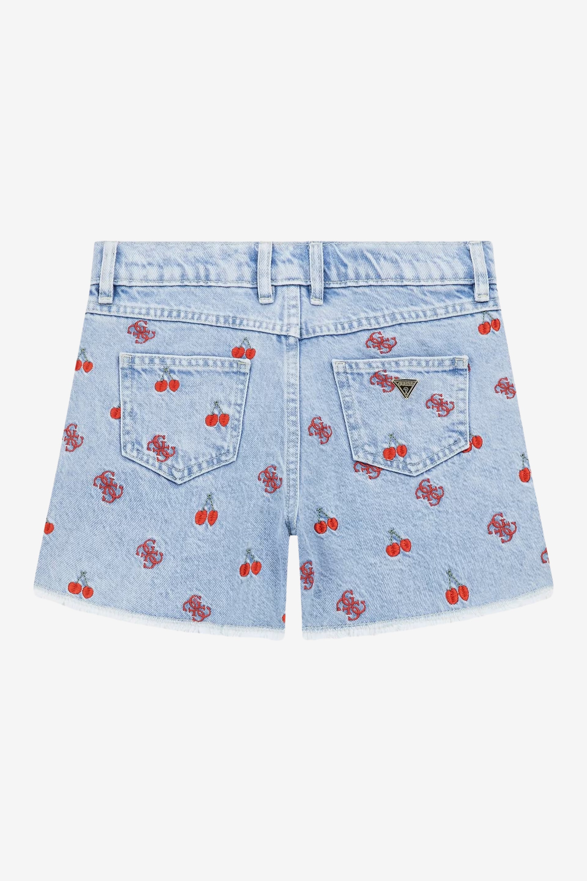 Lola Embroidered Cherry Denim Shorts for Women - High Waisted Distressed Denim Shorts with Floral Embroidery - Perfect for Summer Outfits, Beach Vacations & Casual Wear