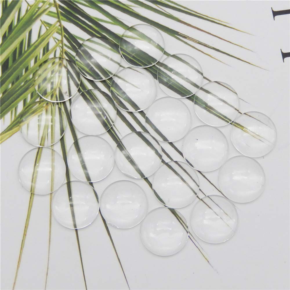 15mm Flat Back Round Clear Glass Cabochons - 100 Pack Dome Tiles for DIY Jewelry Making, Earrings, Pendants, Arts & Crafts Projects - Perfect for Scrapbooking, Home Decor, and Gift Making