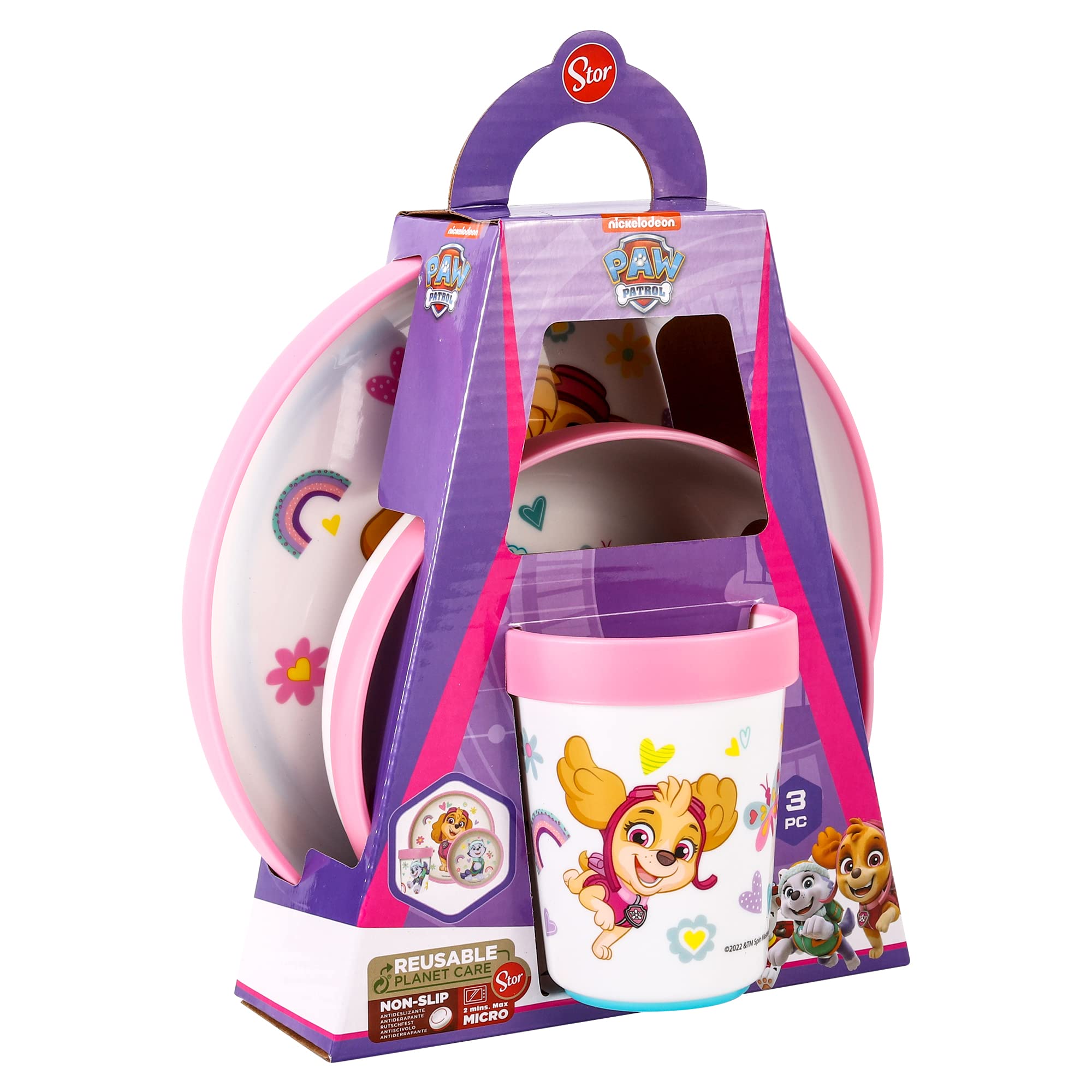 Paw Patrol 3-Piece Reusable Kids Dinnerware Set - Bicolor Plate, Bowl & Cup | Durable Premium Tableware for Toddlers | Perfect for Home, School & Picnics