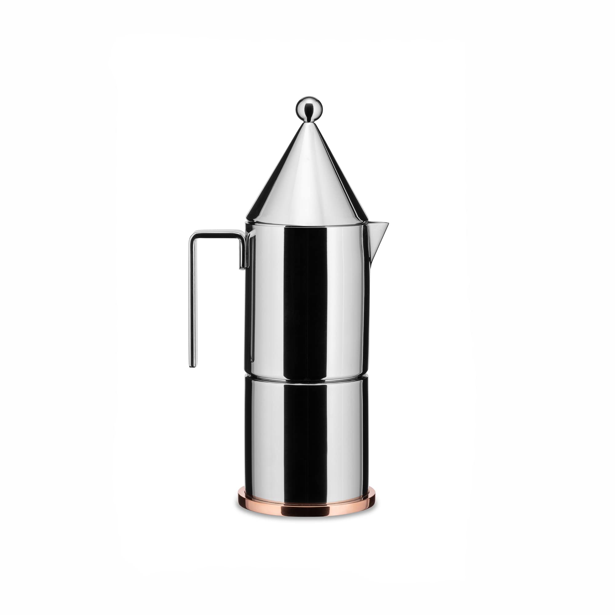Alessi LA CONICA 3-Cup Stainless Steel Espresso Coffee Maker - Silver | Stovetop Moka Pot for Rich Espresso at Home, Office, or Travel