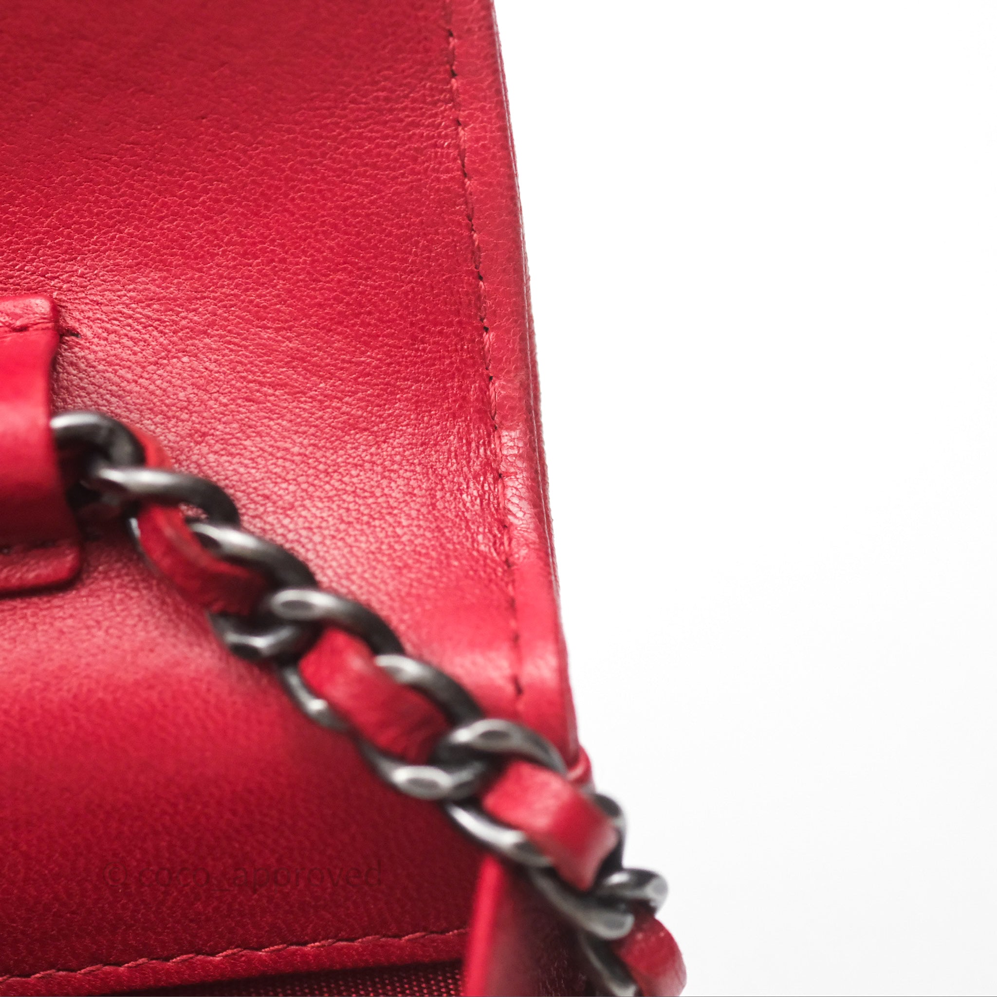 Chanel Boy Wallet on Chain WOC Red Lambskin Ruthenium Hardware - Luxury Crossbody Bag for Women, Perfect for Parties, Date Nights & Evening Events
