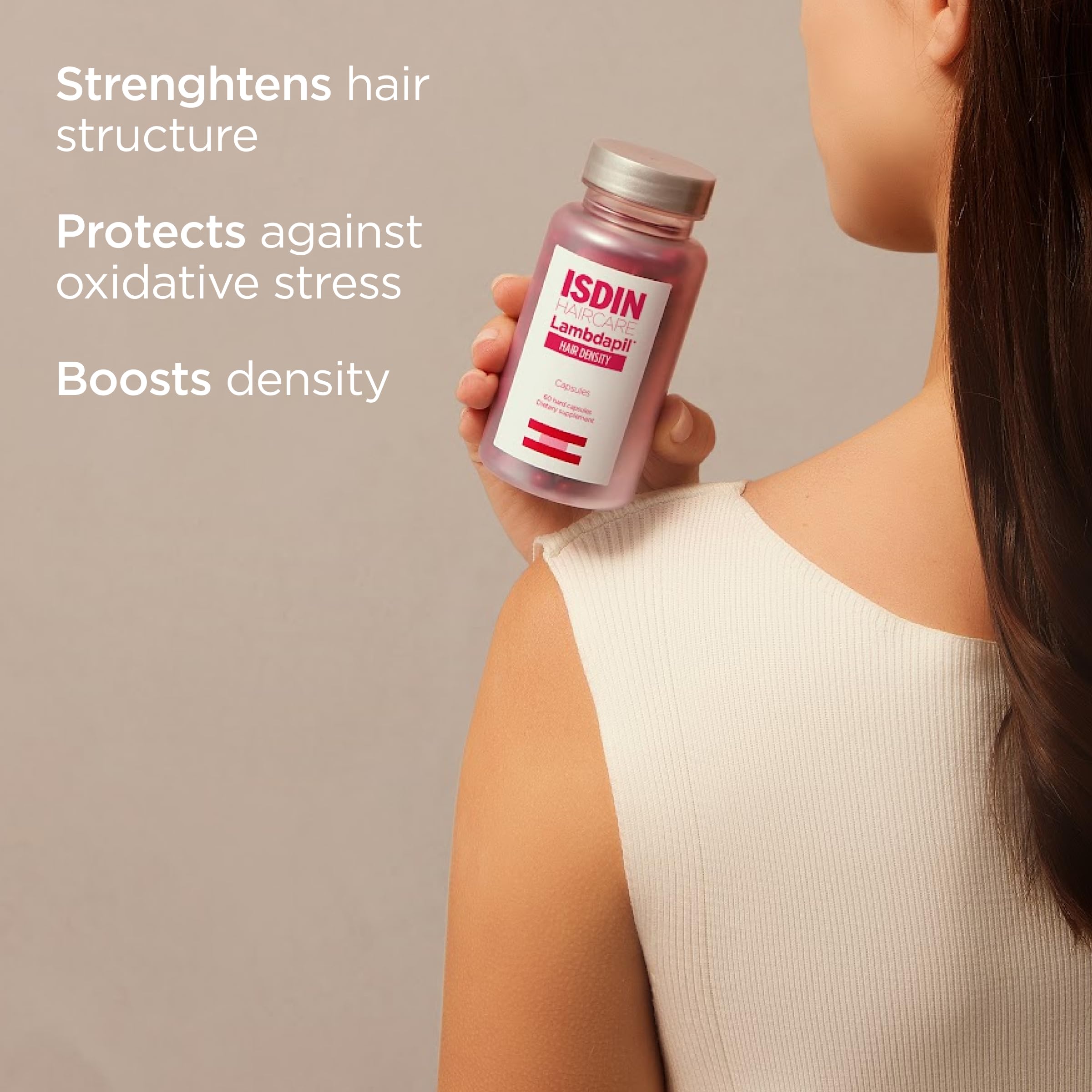 ISDIN Lambdapil Hair Density Capsules - Hair Growth Vitamins for Thinning Hair & Thicker Strands | Clinically Proven Formula for Women & Men | Daily Supplement for Fuller, Healthier Hair at Home & On-The-Go