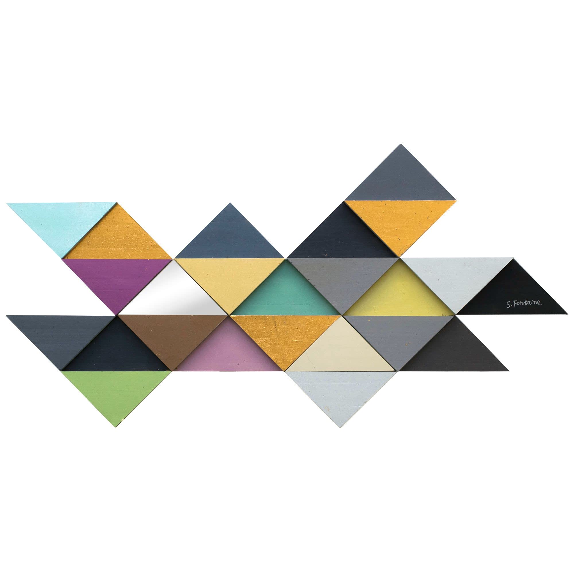 Modern Black & Orange Abstract Triangle Wall Art - 28x56.5 Inch Unframed Canvas Painting for Living Room, Bedroom, Office Decor | Vibrant Home & Commercial Interior Design