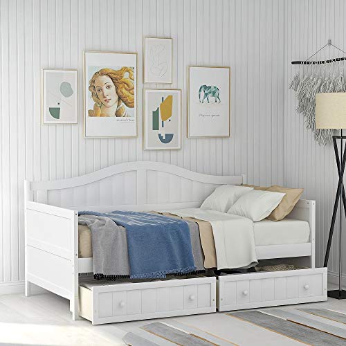 White Bed With Drawers