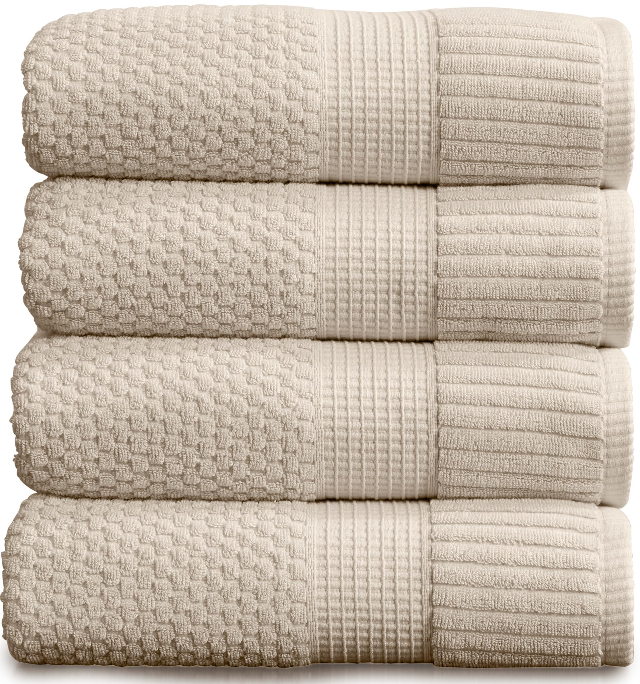 Premium 100% Cotton Bath Towels 4 Pack - Super Soft, Quick Dry & Highly Absorbent 30