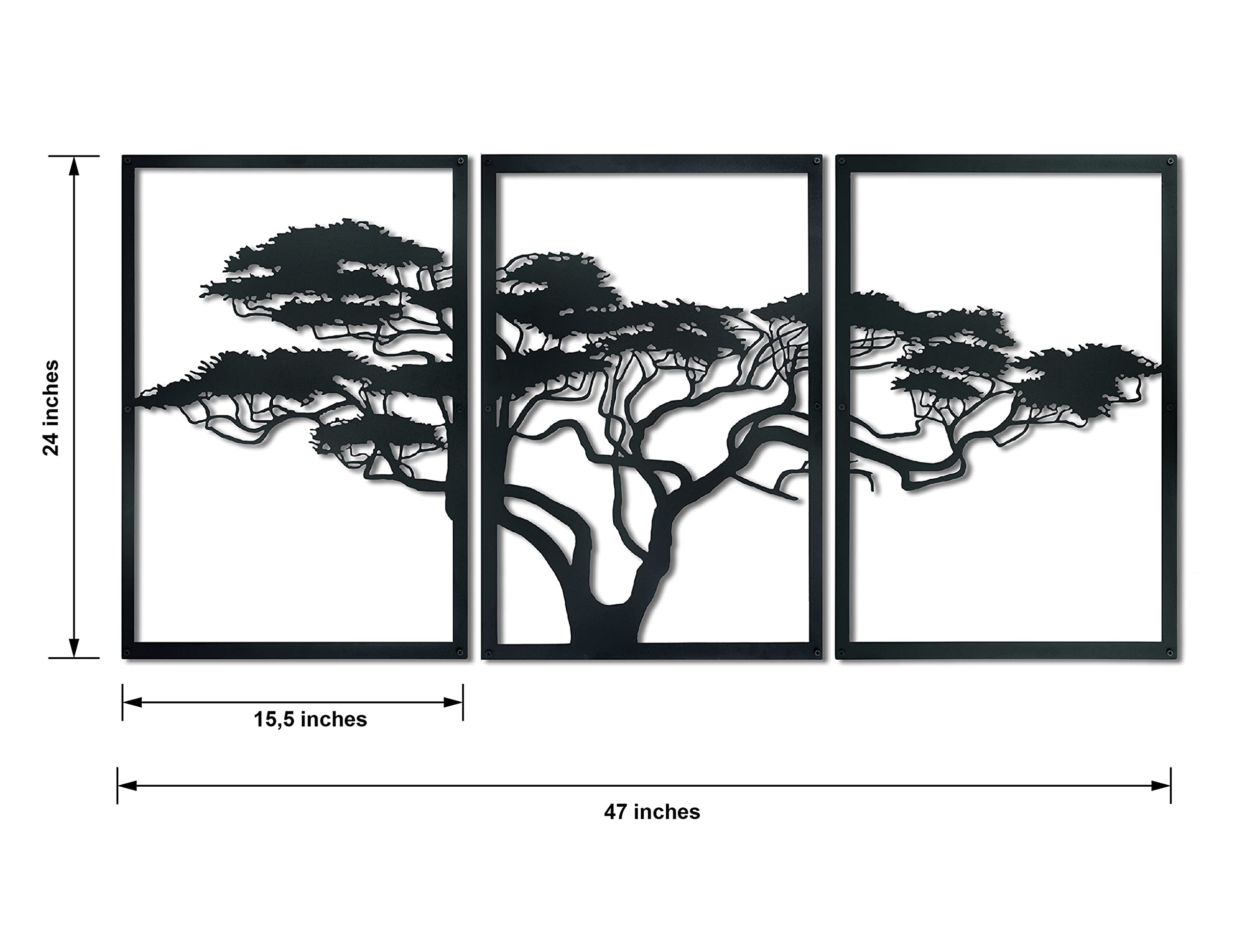Baupor African Tree of Life Metal Wall Art - Large 47x24 Inch Black Metal Tree Wall Decor for Home, Farmhouse, Rustic & Cabin Decor - Perfect for Living Room, Bedroom, Entryway & Office Wall Decorations