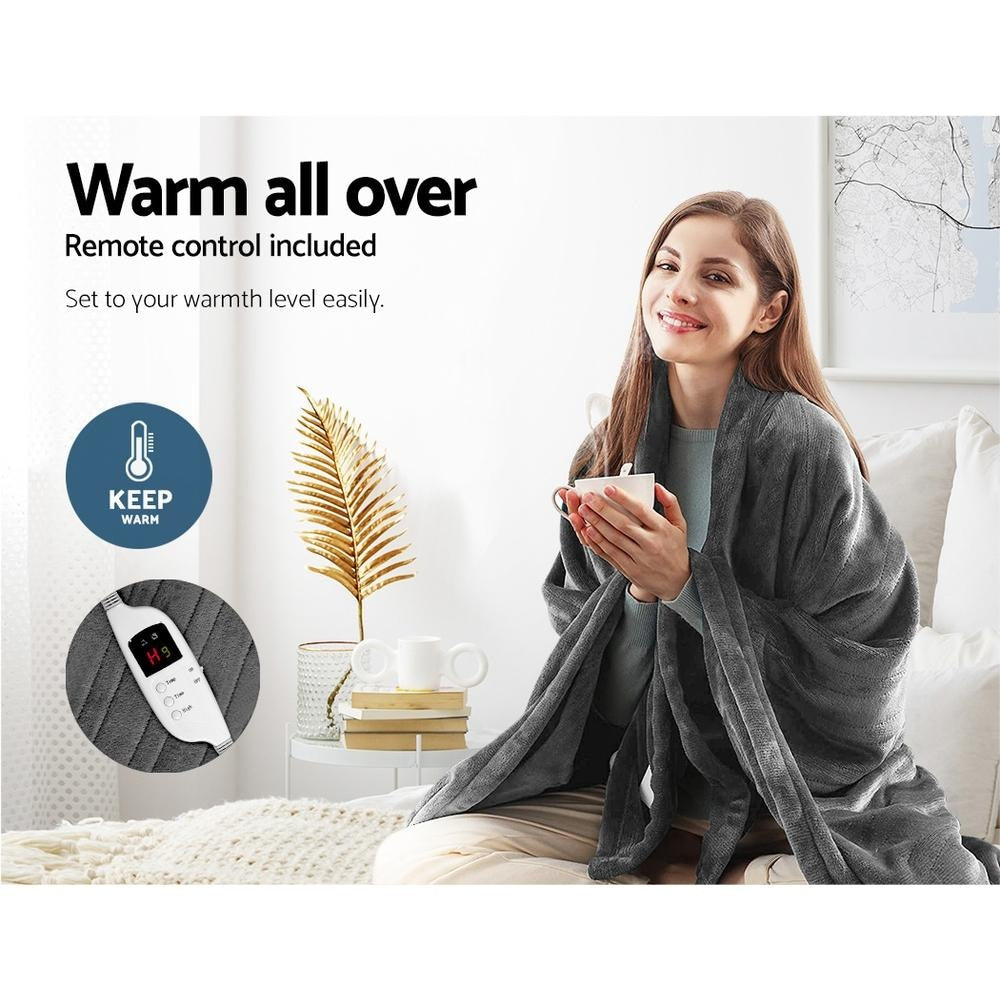 Electric Heated Throw Blanket - Ultra Soft Fleece & Washable - Perfect for Winter Warmth, Cozy Nights & Relaxation - Silver
