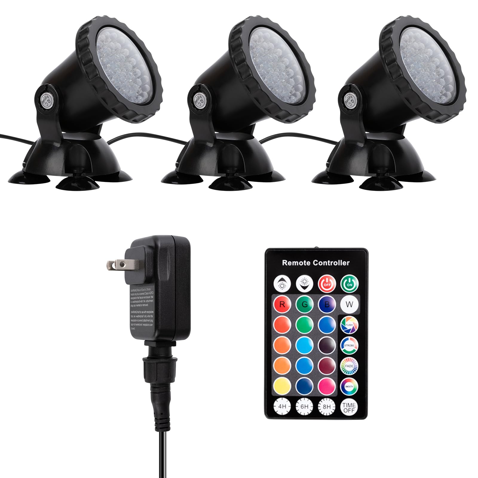 Fiosuenie RGB LED Pond Lights - IP68 Waterproof Submersible Fountain Lights with Color Changing, 3-Pack for Outdoor Garden, Lawn, Pond, Waterfall - Perfect for Landscape Lighting, Pool Decor & Nighttime Ambiance