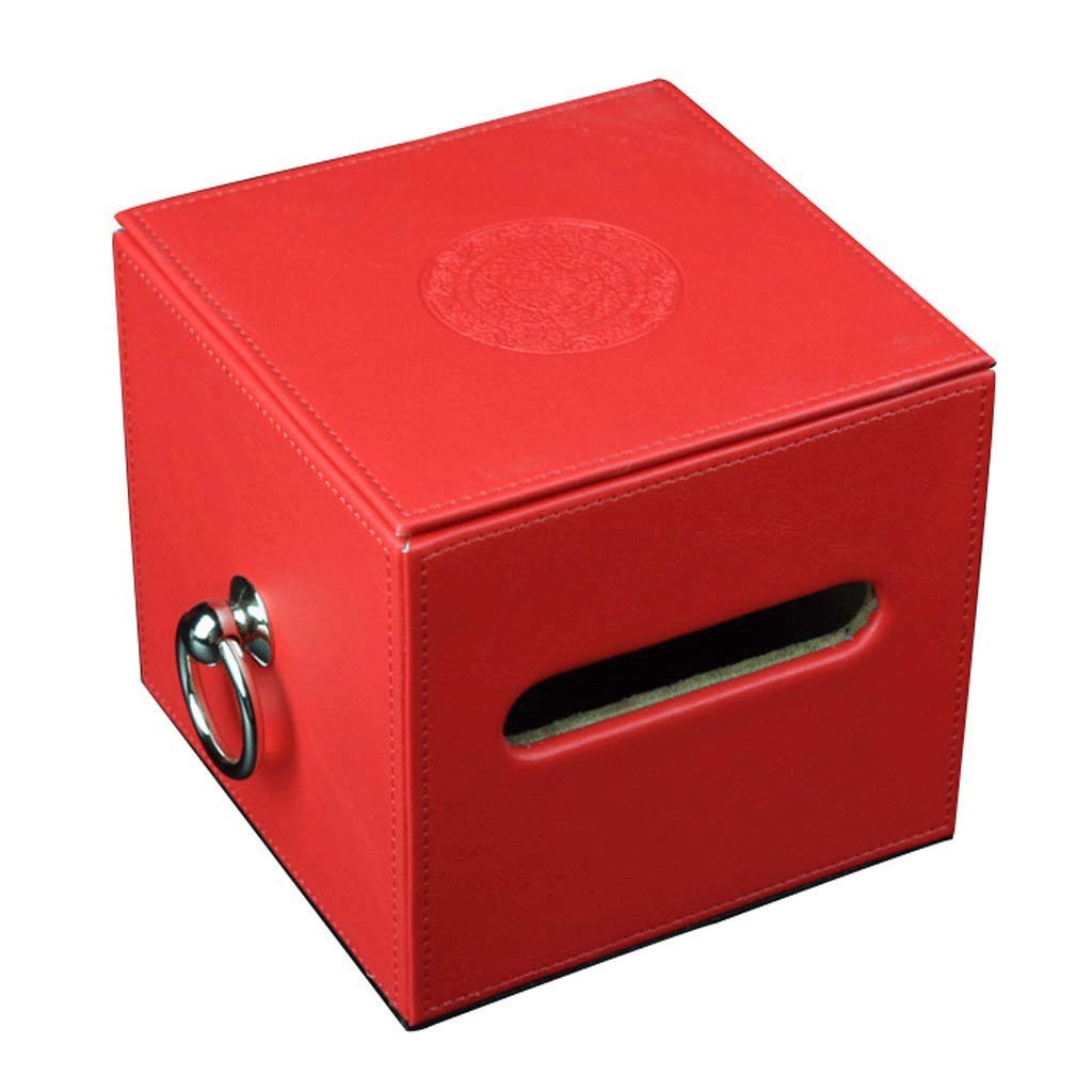 Modern Square Plastic Tissue Box Cover - Red | Stylish Facial Tissue Holder for Bathroom Vanity, Bedroom Dresser, Nightstand & Office Desk | Home & Office Decor Accessory