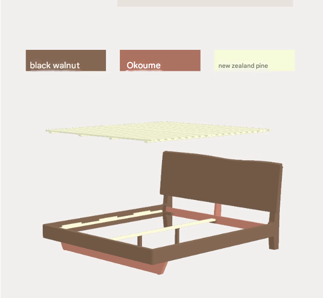 Black Walnut Solid Wood Bed Frame - Wabi Sabi Style Minimalist Bedroom Furniture for Zen & Japandi Home Decor