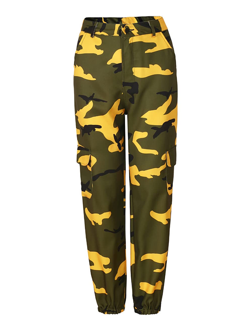 Women's Camo Cargo Pants with Flap Pockets - Casual Outdoor Jogger Trousers for Hiking, Camping & Streetwear Fashion
