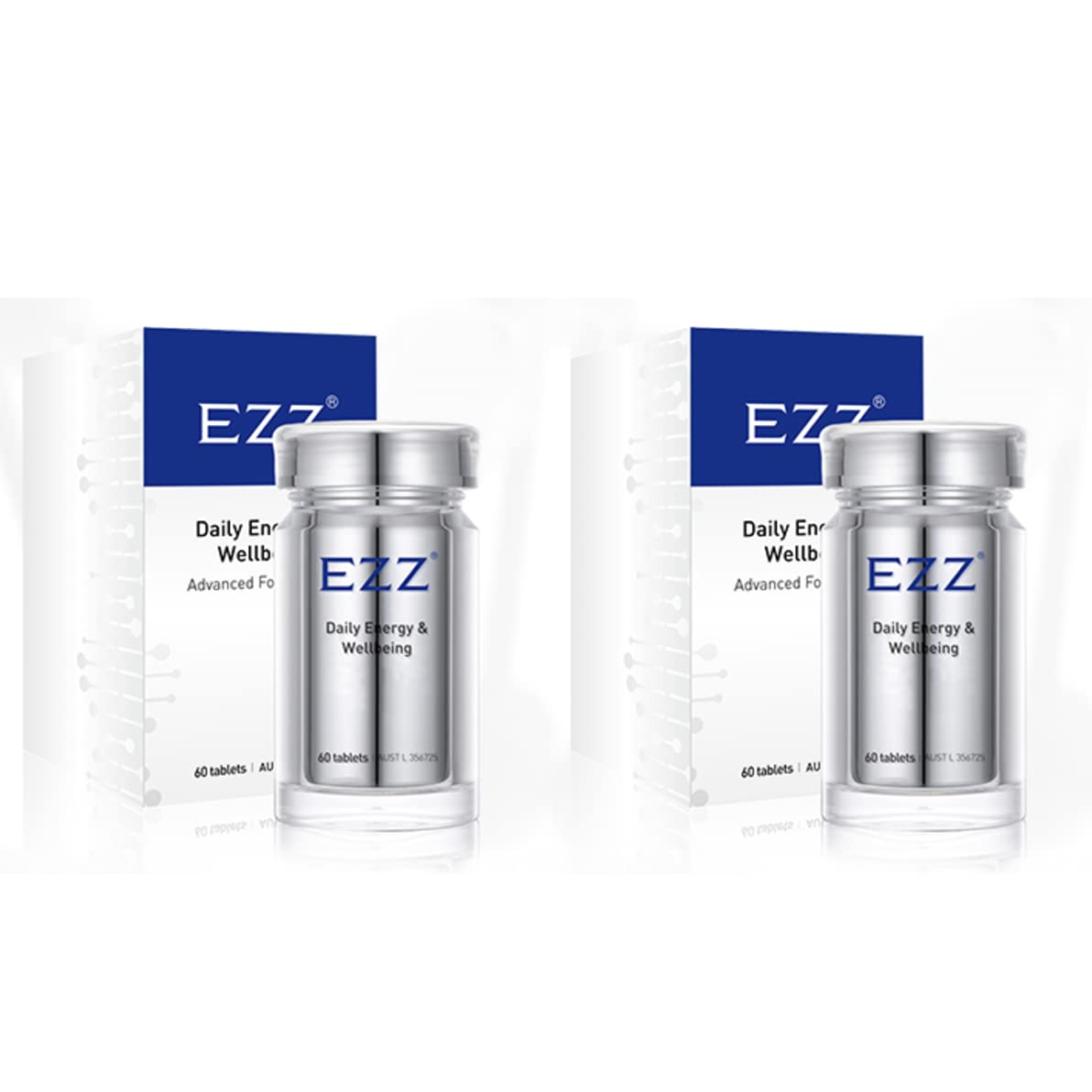 EZZ Daily Energy & Wellbeing Advanced NMN NAD+ Supplement - 60 Tablets x 2 Bottles (New Formula) for Anti-Aging, Brain Health & Cellular Repair | Boost Energy, Improve Sleep & Enhance Longevity