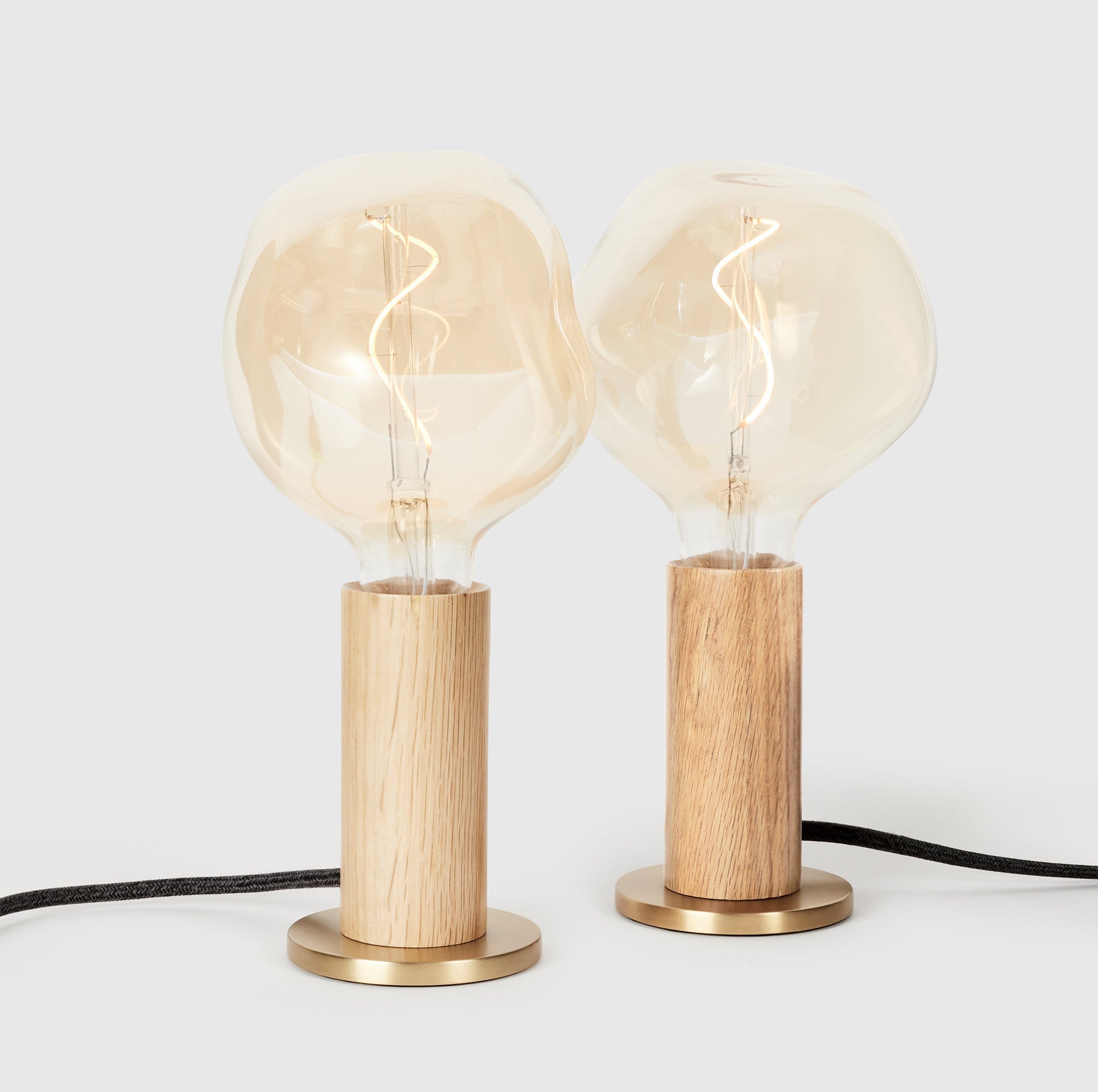 Set of 2 Modern Oak Knuckle Table Lamps with Voronoi Design - Perfect for Bedside, Living Room, and Office Lighting Decor