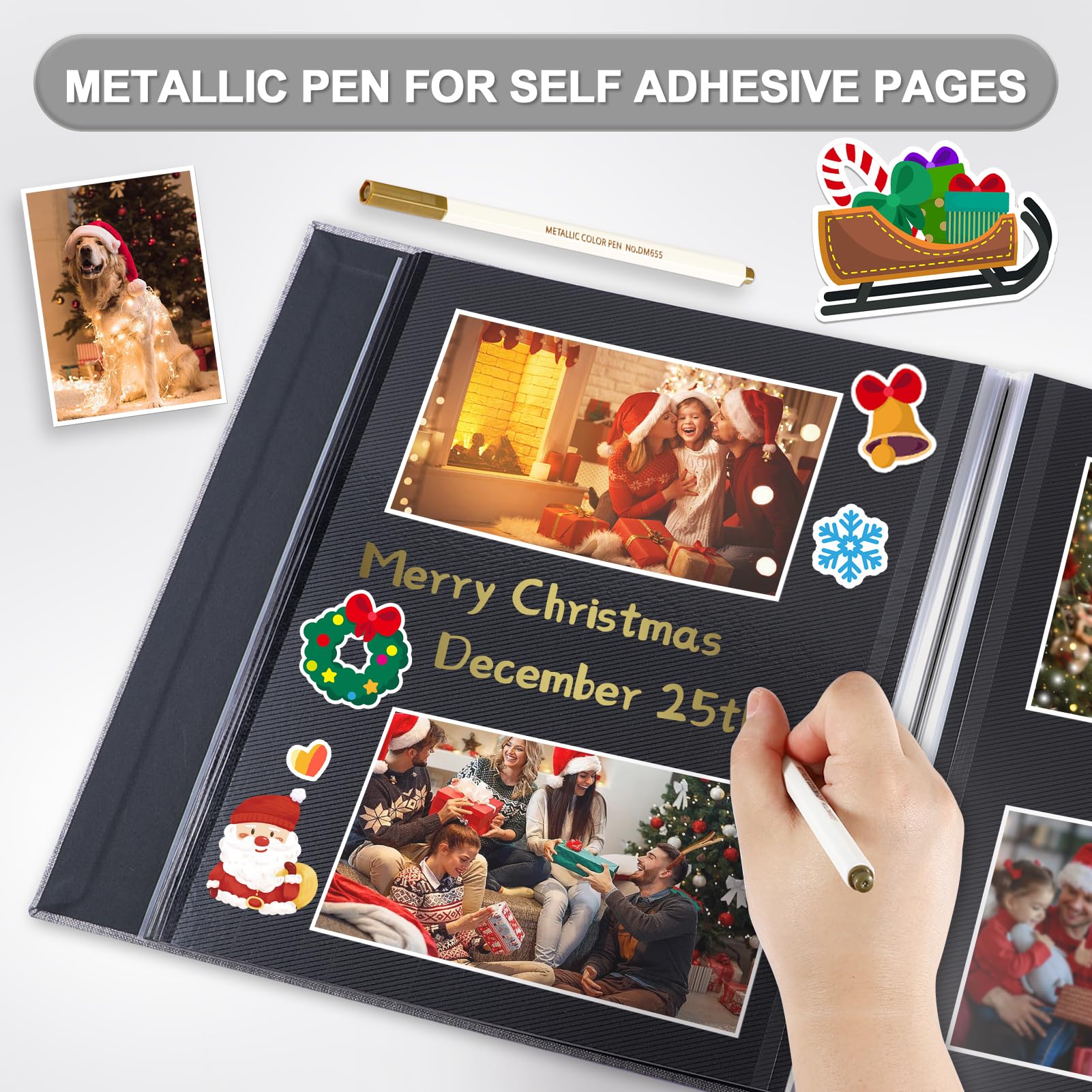 Self-Adhesive Magnetic Photo Album with Black Sticky Pages - Holds 4x6, 5x7 & 8x10 Photos - Includes Metallic Pen - Perfect for Baby, Family & Wedding Memories (11x10.6 Inches, 60 Pages, Yellow) - Great for Scrapbooking, Home Decor & Gift Giving