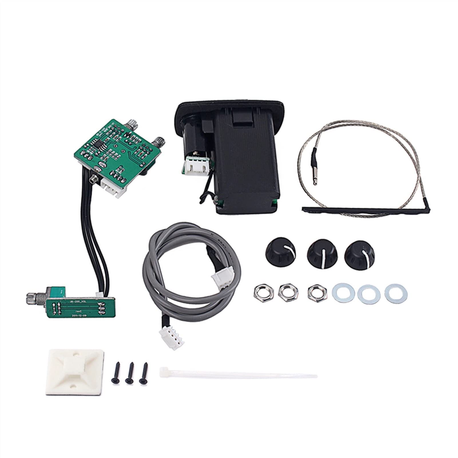 Acoustic Guitar Pickup System - 3-Band EQ Active Piezo Preamp with Silver Finish | Perfect for Live Performances & Studio Recording