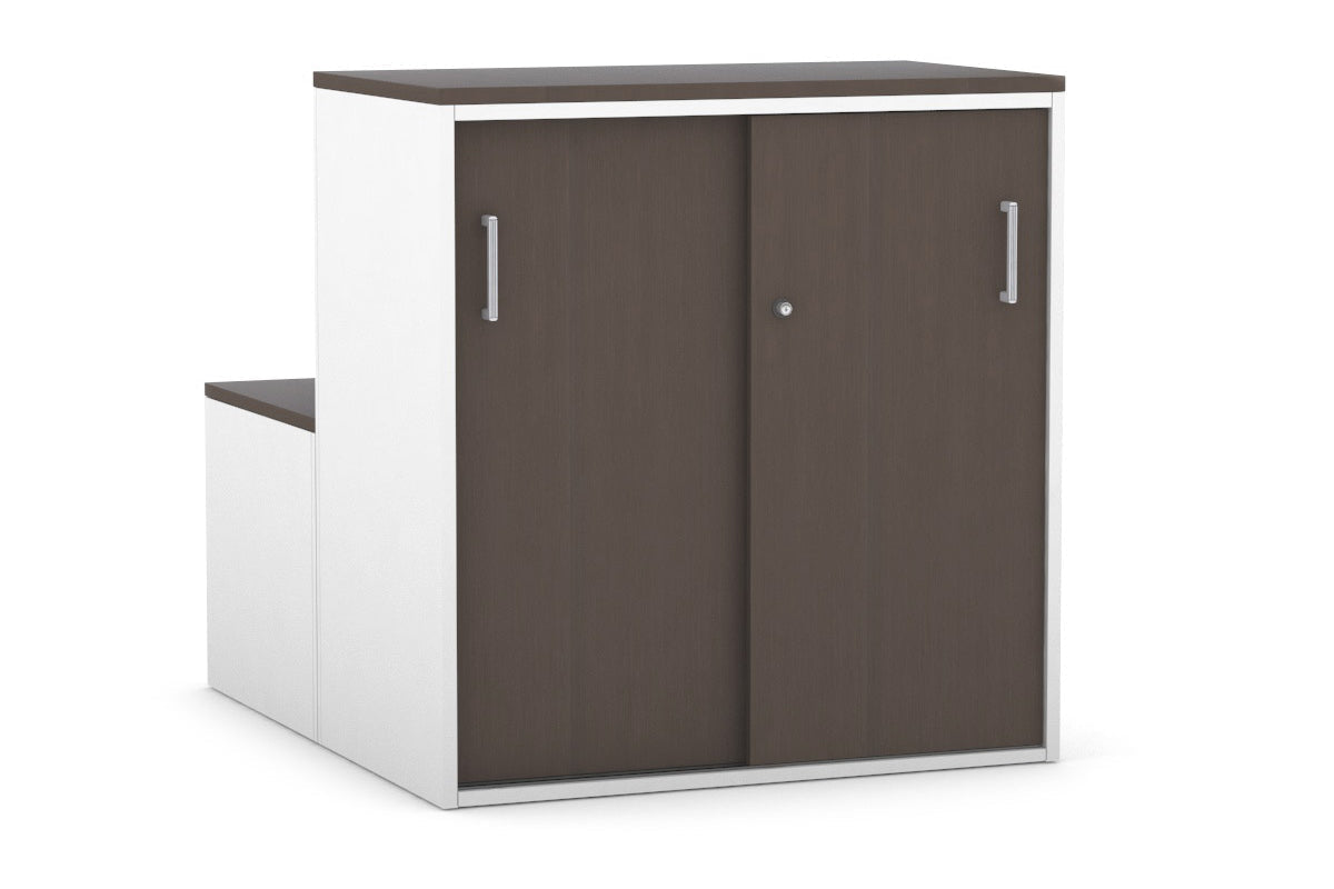 Sliding 2-Door Medical Credenza Cabinet with Silver Handles - Uniform Storage & Activity Module for Hospitals, Clinics & Offices
