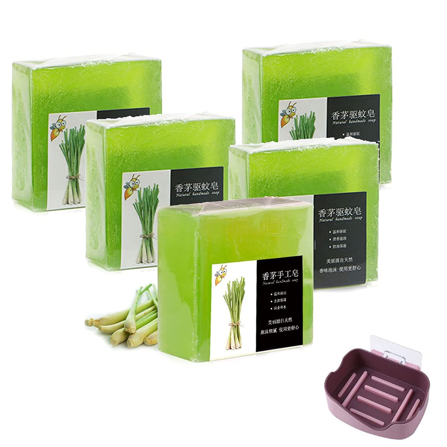 100g Citronella Soap with Lemongrass - Natural Mosquito Repellent Body Wash (5 Pack) - Essential for Outdoor Camping, Hiking, Travel & Home Use