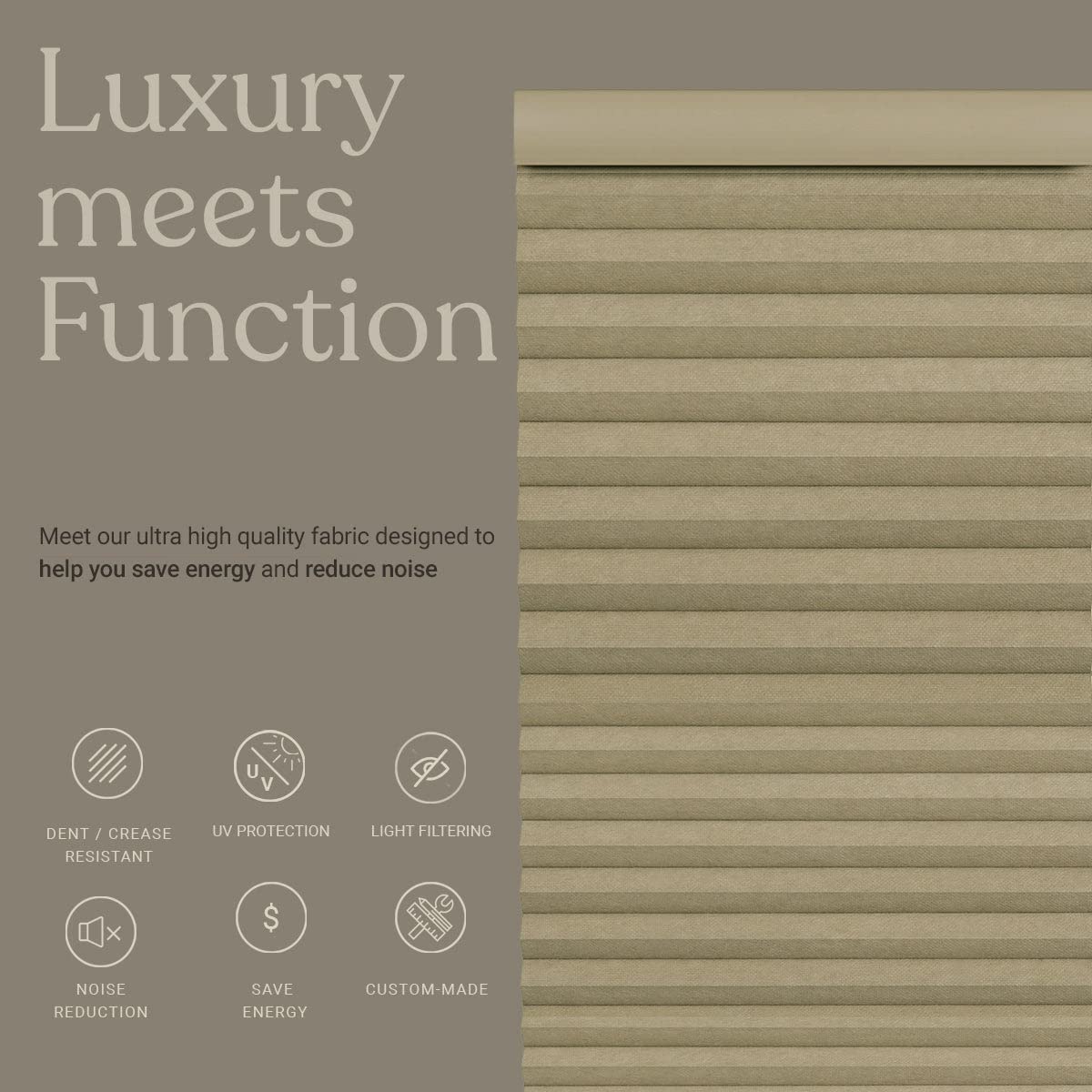 MOOD Blackout Cellular Shades - Cordless Honeycomb Blinds with 1.5