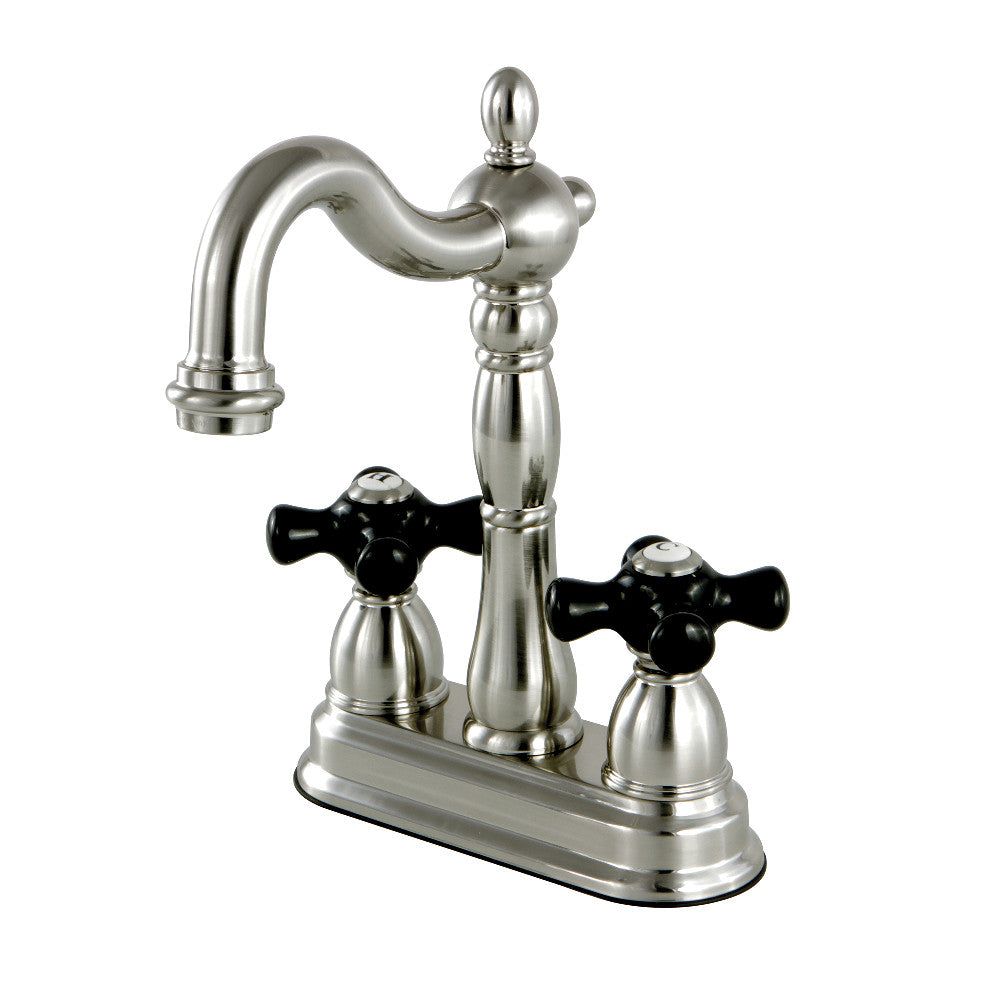 Kingston Brass KB1492PKX Duchess Two Handle Bar Faucet - Vintage Style Pull-Out Sprayer Kitchen Sink Faucet for Bar, Prep Sink, or Wet Bar - Perfect for Modern and Traditional Home Decor
