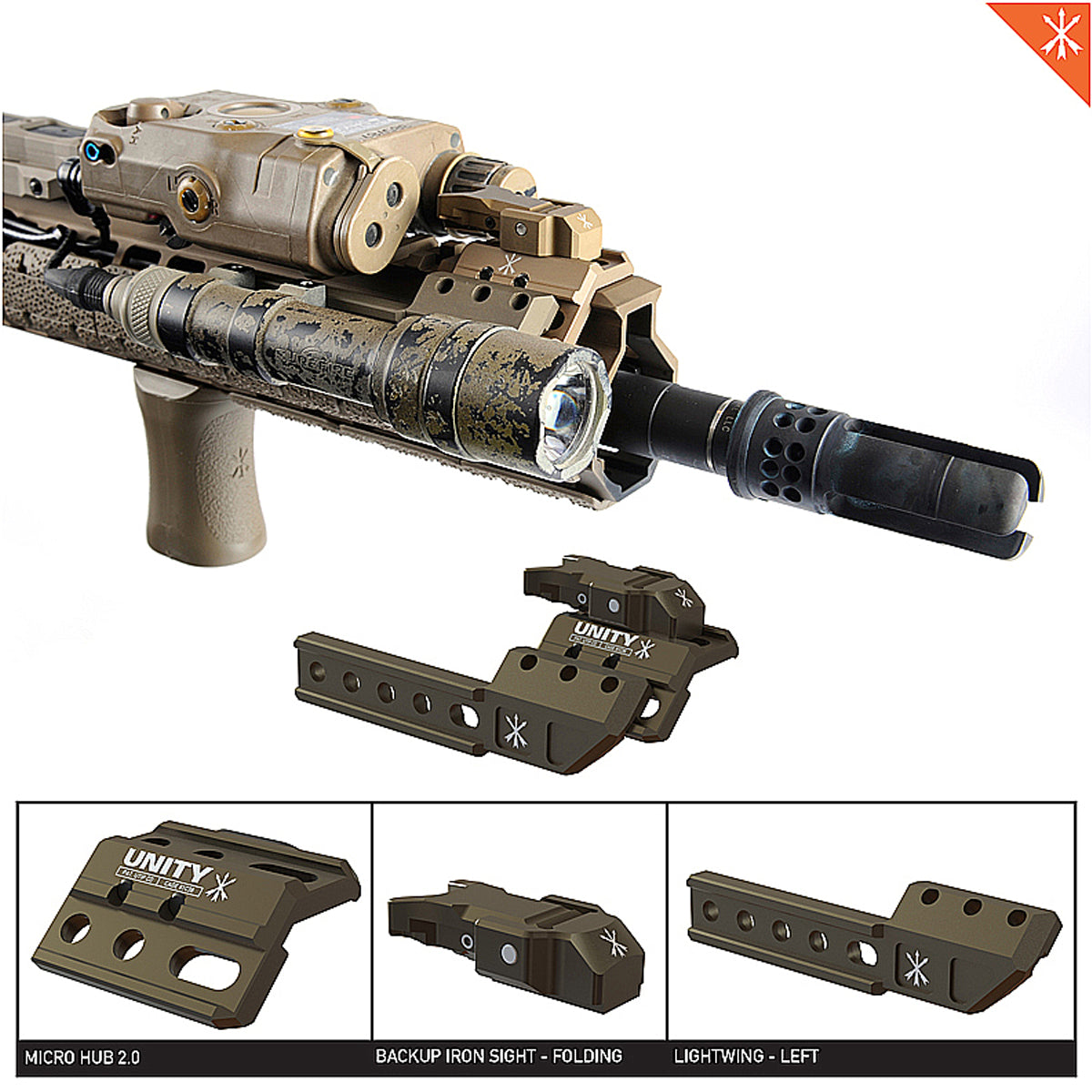 Unity Tactical FUSION Backup Iron Sight – Folding Iron Sights for AR-15, M4 & Other Rifles | Durable Weapon Accessory for Tactical Shooting & Hunting
