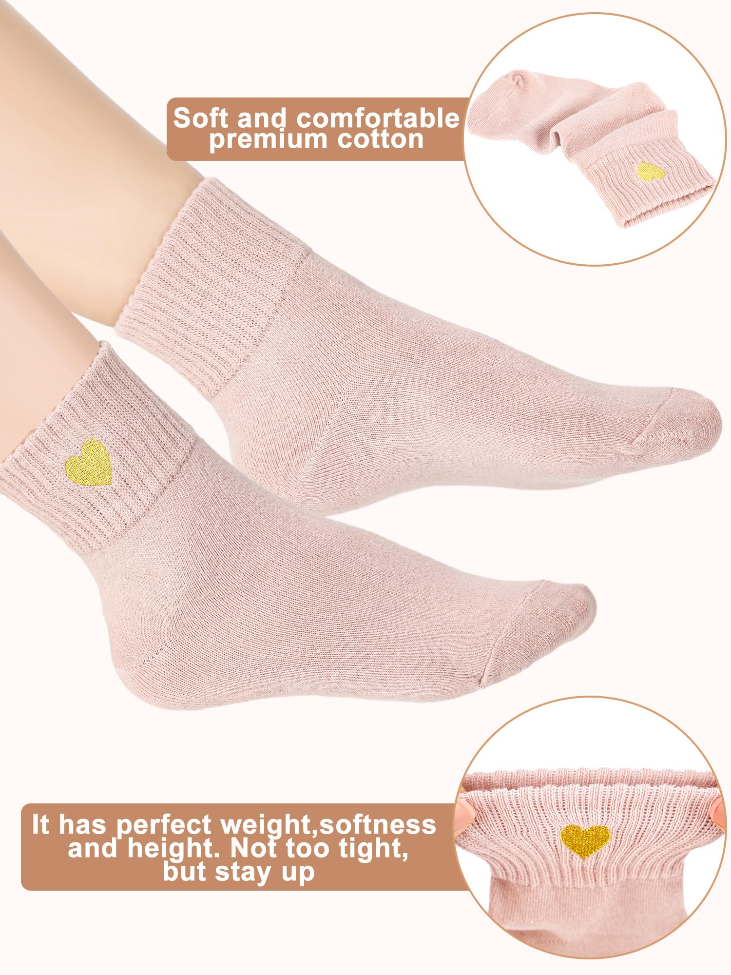 Eurzom 10 Pairs Women's Cotton Crew Socks - Cute Ankle Socks for Daily Wear & Gifts