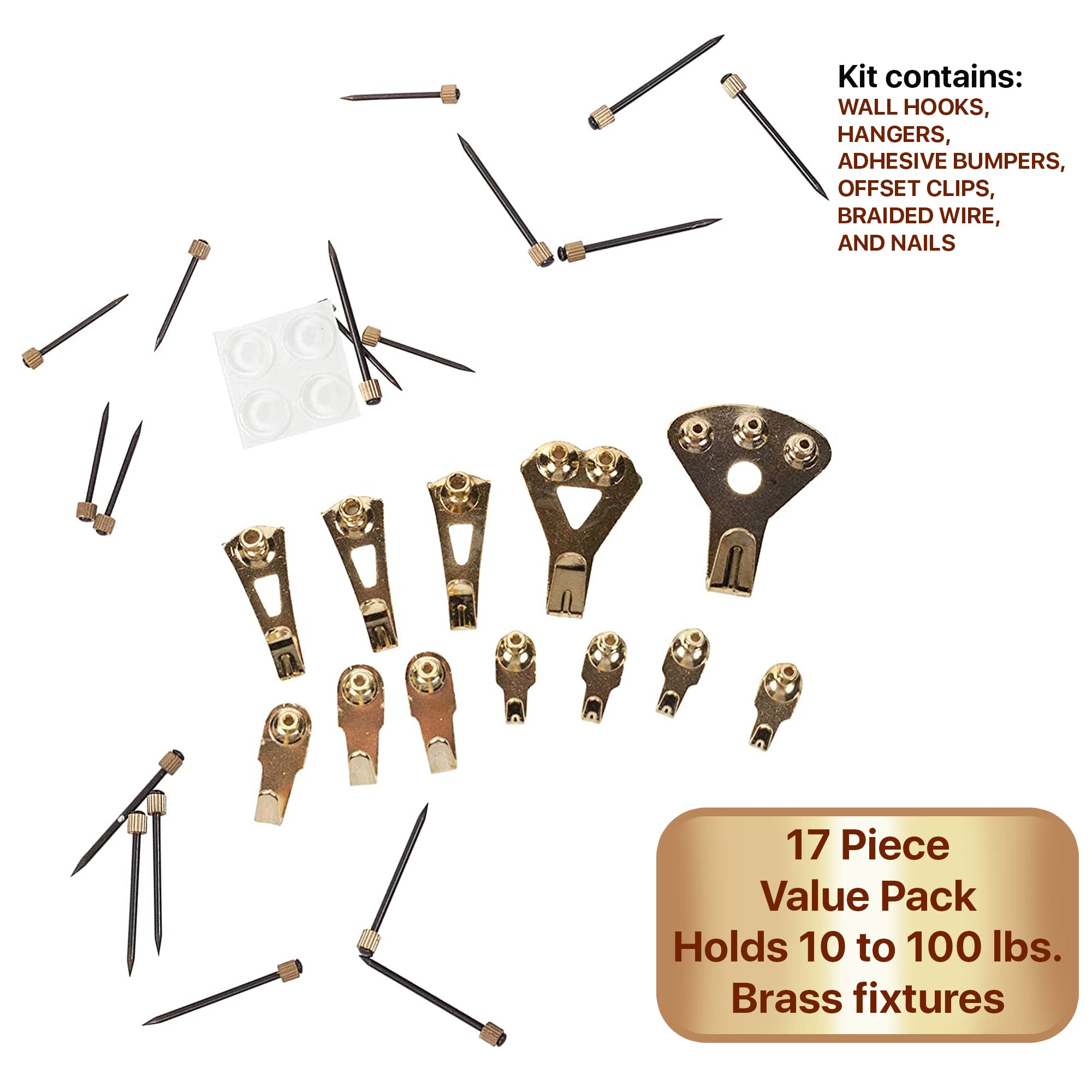**PARKER & BAILEY 17-Piece Heavy Duty Picture Hanging Kit with Hooks, Nails & Wire – Wall Mounting Hardware for Frames, Collages & Home Decor – Perfect for Living Rooms, Bedrooms & Offices**