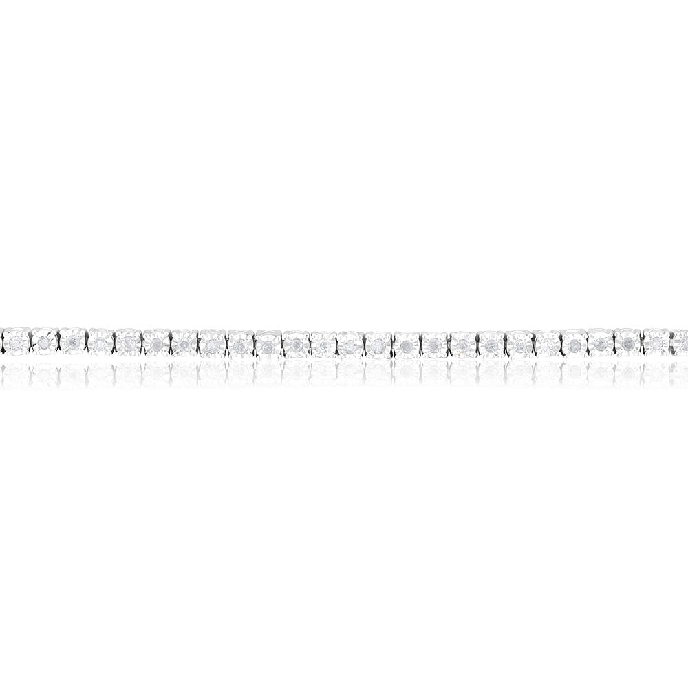 0.95 Carat Diamond Tennis Bracelet in Sterling Silver - 18.5cm Adjustable Length for Women | Perfect for Weddings, Anniversaries & Special Occasions