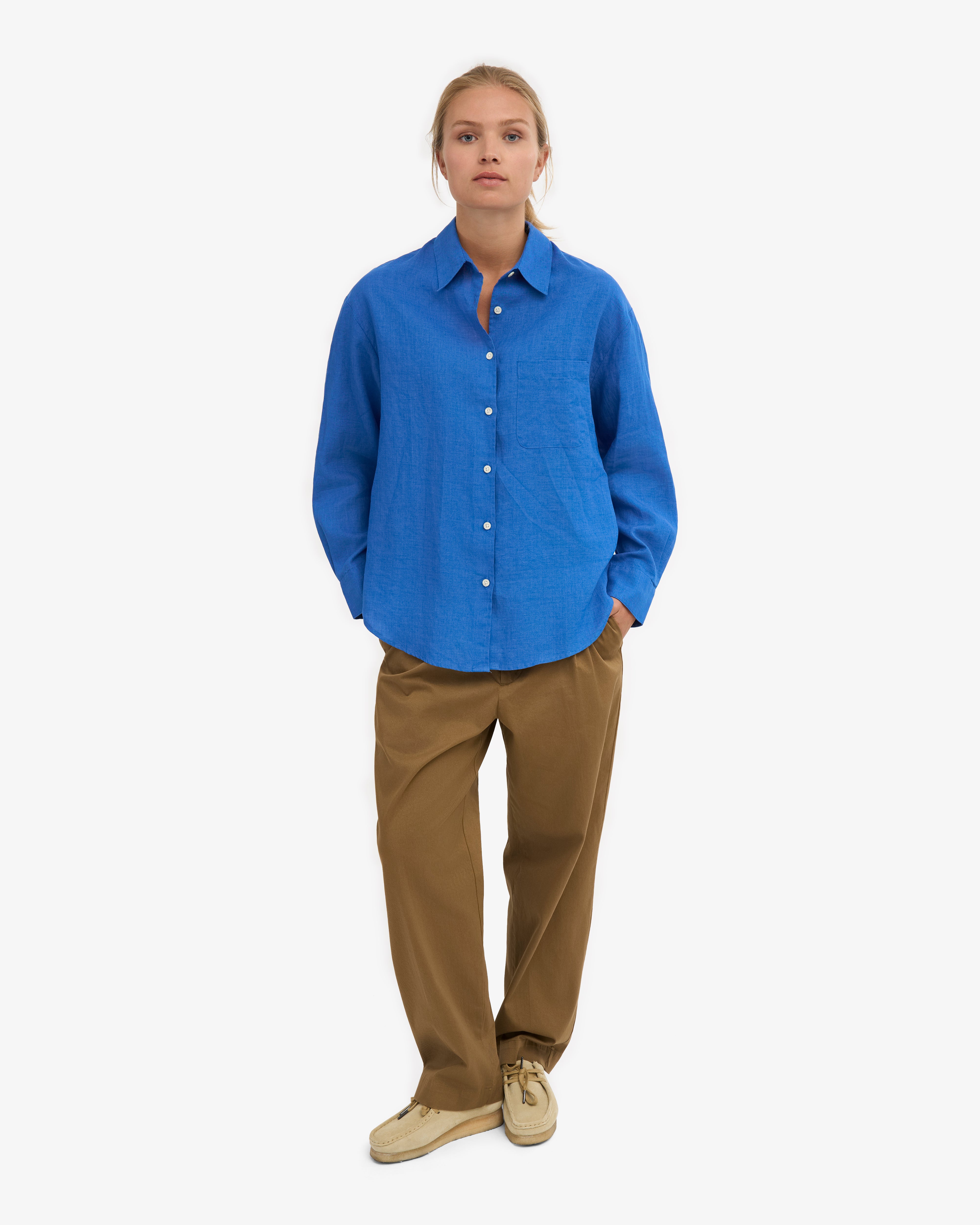 Premium Linen Oversized Shirt for Women - Soft & Breathable Pacific Blue Tunic Top - Perfect for Beach Cover-Up, Summer Outfits & Casual Wear