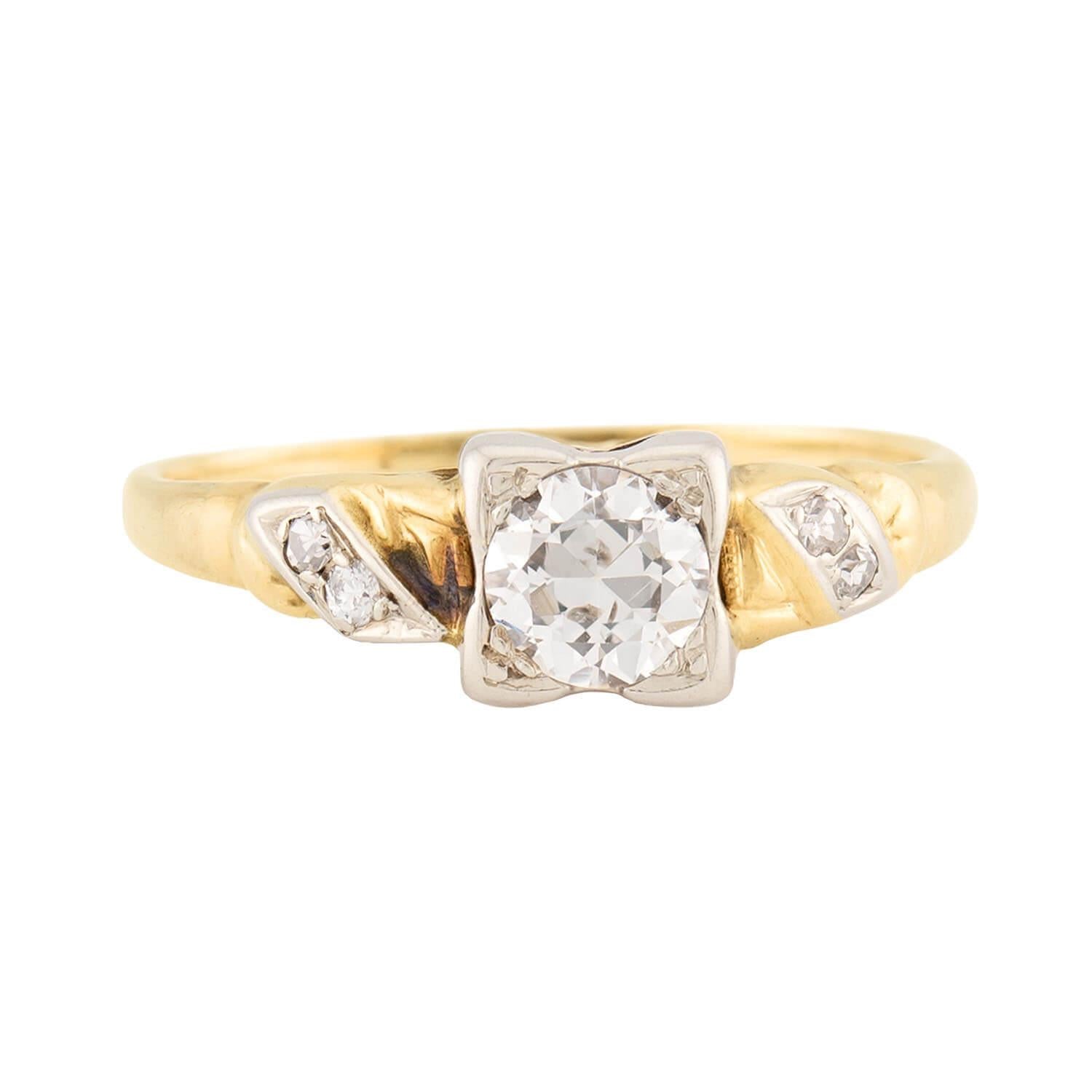 14K White Gold Edwardian Style Diamond Engagement Ring - 0.40ct Vintage Inspired Solitaire Ring for Women, Perfect for Proposals, Anniversaries & Special Occasions