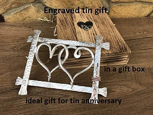 Elegant Tin Anniversary Gift in Wooden Box - 10th Wedding Anniversary Present for Couples - Perfect for Milestone Celebrations & Romantic Occasions