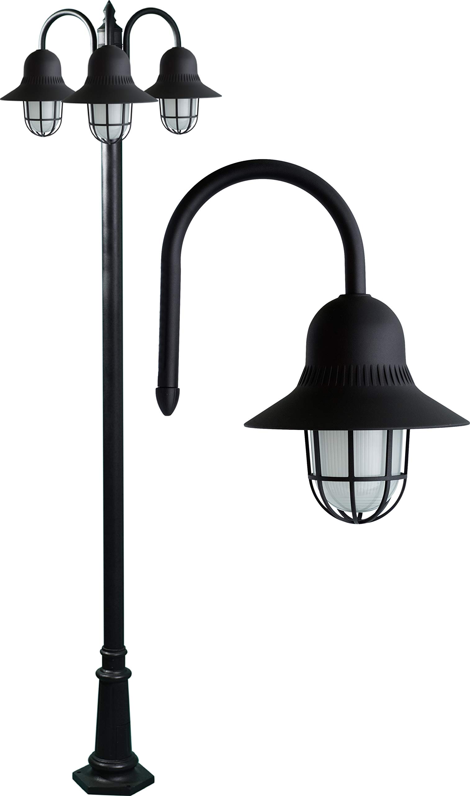 GM9913-LED9-B 9W GU24 LED Light Fixture - Black Marquee Post Three Light for Outdoor & Indoor Use - 85-265V Energy Efficient Lighting for Patio, Garden, Pathway & Commercial Spaces