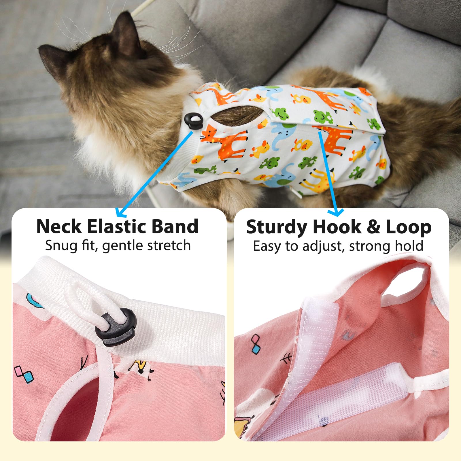 Post-Surgery Cat Recovery Suit for Female & Male Cats - Soft & Breathable Onesie to Prevent Licking Wounds - Alternative to Cat Cone (Size L, Alpaca Fabric) - Ideal for Spay/Neuter Recovery & Abdominal Surgery Aftercare