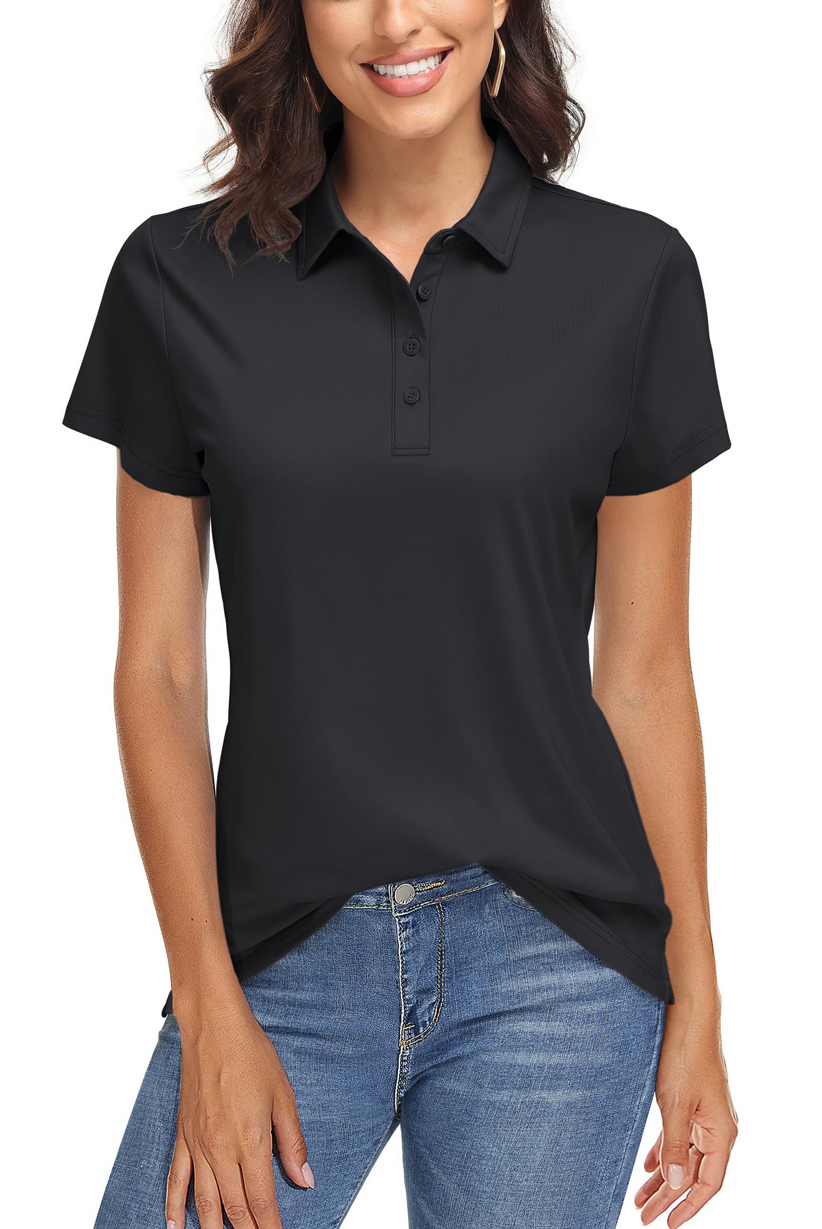 TACVASEN Women's Quick Dry UPF 50+ Sun Protection Golf Polo Shirt - Short Sleeve Collared Top for Golf, Tennis & Outdoor Activities | Moisture Wicking & Breathable Performance Wear
