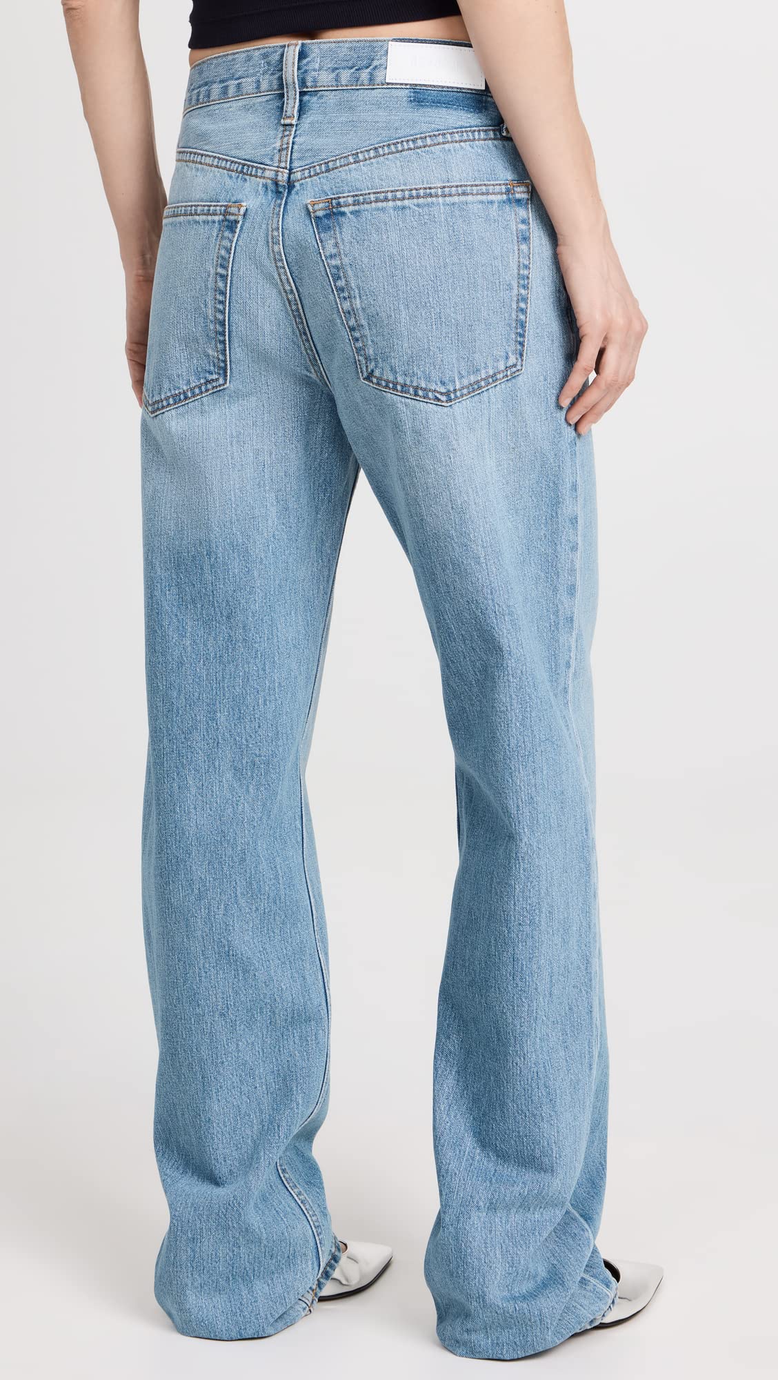 RE/DONE Women's Loose Fit Long Distressed Denim Jeans - High Waisted Vintage Style for Casual Wear & Everyday Outfits