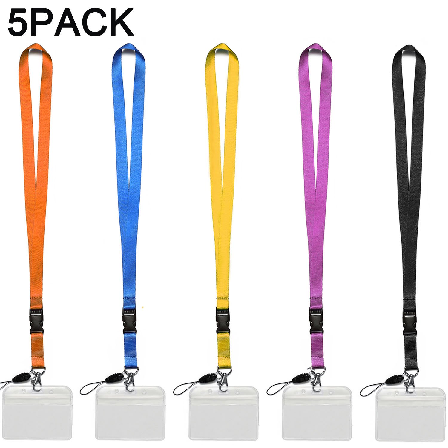 YOUOWO 5 Pack ID Lanyards with Badge Holder - Office, Cruise & Events