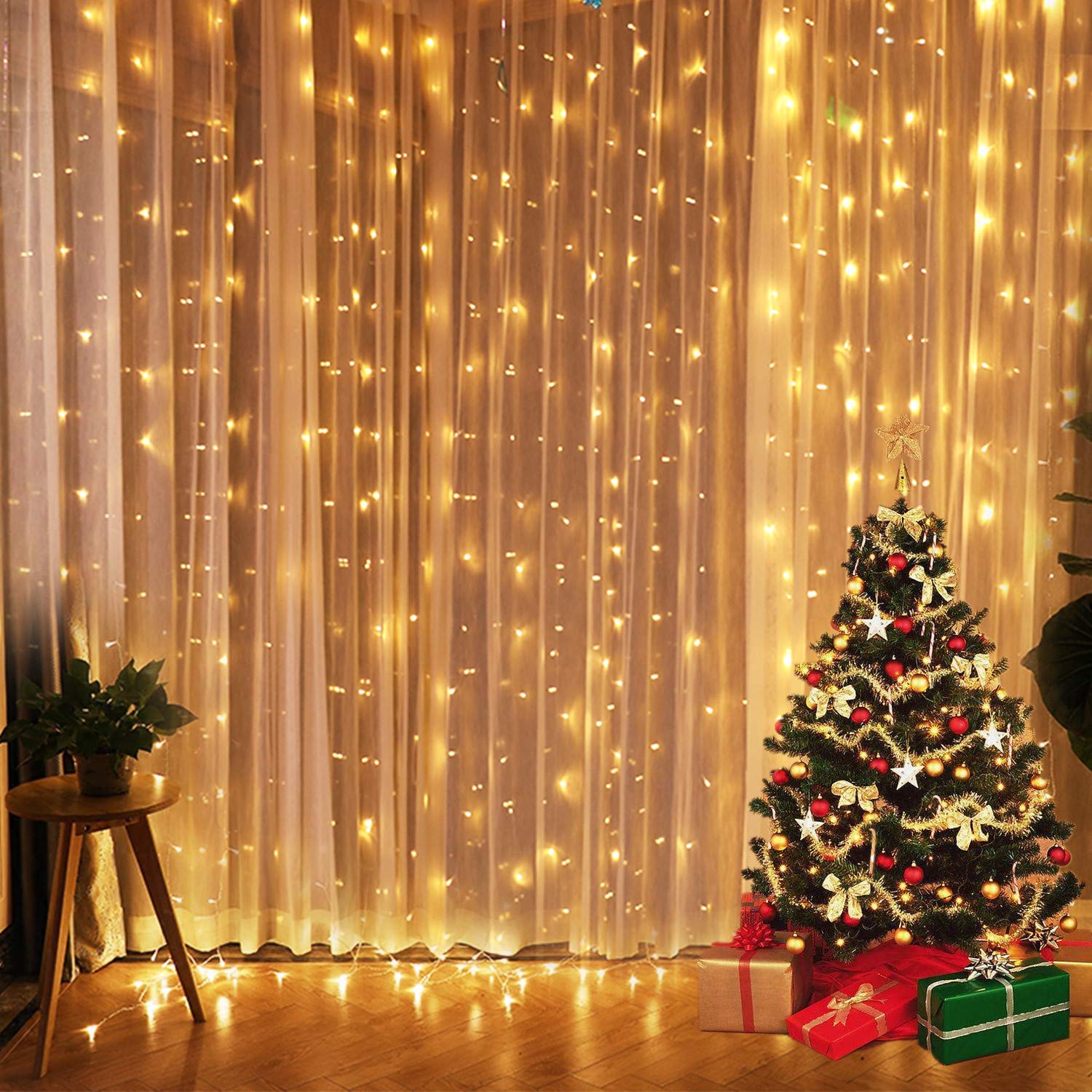Waterproof LED Christmas Icicle Lights Outdoor - 8 Lighting Modes, Plug-in Curtain String Lights for Holiday Decorations, Roof & Window Displays