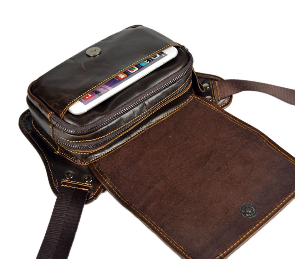 Genuine Leather Travel Fanny Pack Waist Bag - Dark Coffee 030 - Stylish & Durable for Hiking, Running, Festivals & Everyday Use