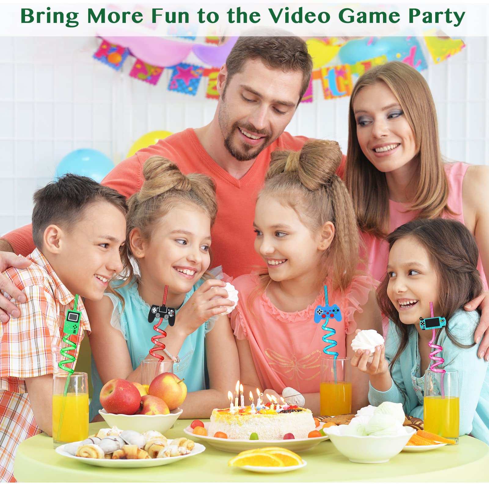 15-Pack Video Game Controller Drinking Straws - 5 Fun Styles for Gamer Parties, Birthday Celebrations & Themed Events - Perfect for Gaming-Themed Parties, Birthday Decorations & Fun Drinks