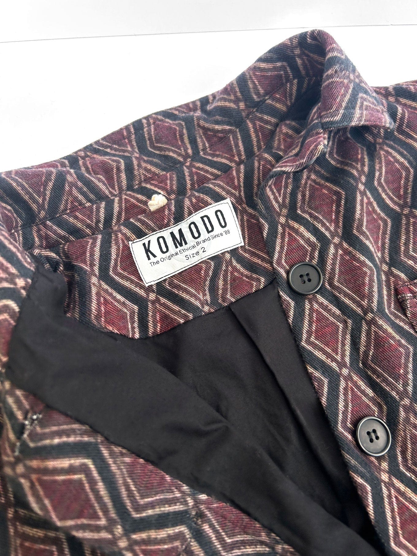 Gina Women's Organic Cotton Overshirt - Batik Diamond Print Long Sleeve Button Down Shirt | Eco-Friendly Casual Wear for Spring & Fall | Perfect for Office, Travel and Outdoor Activities