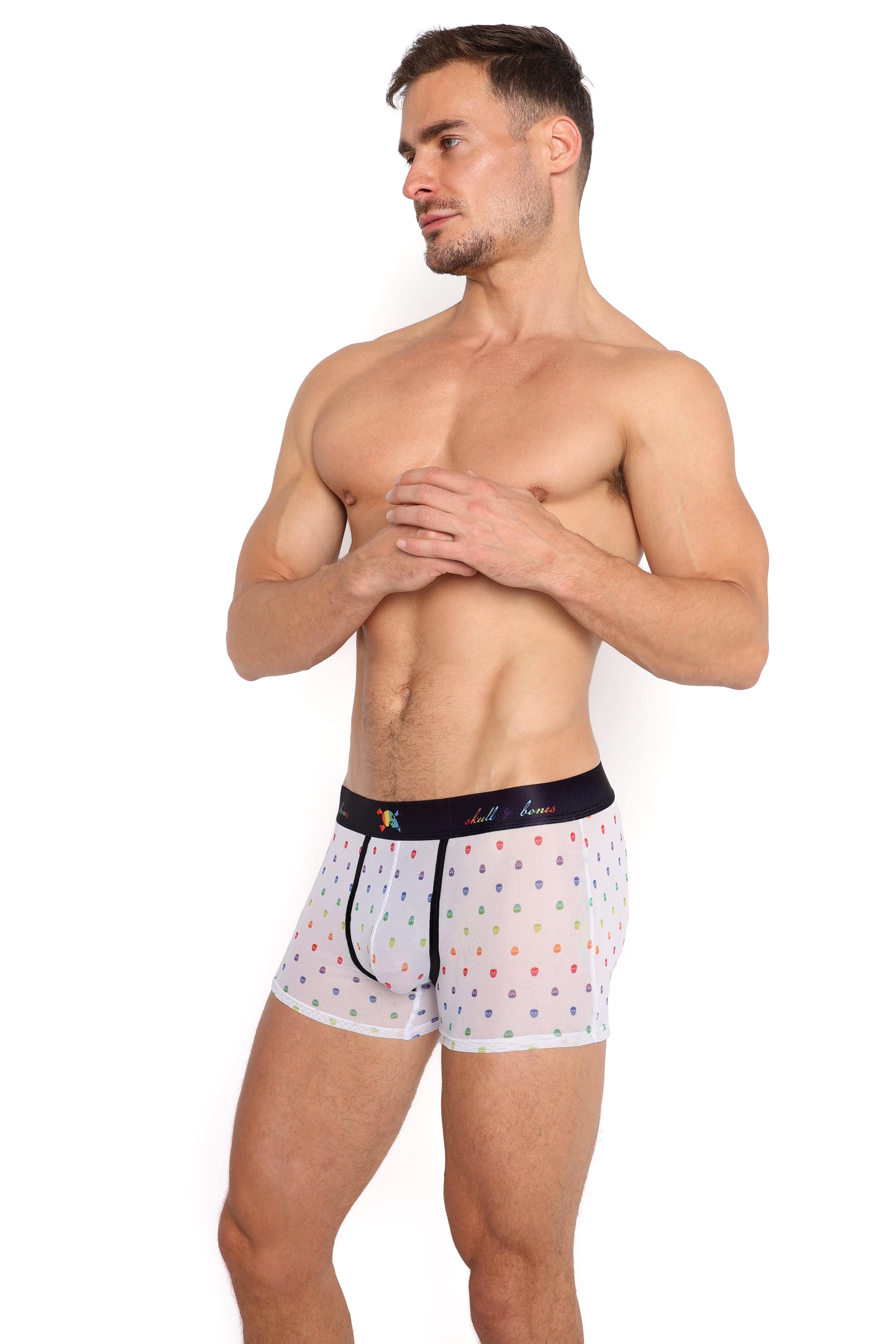 Pride Ditsy Skull White Sheer Mesh Trunk - Gothic Lingerie for Women, Sexy Underwear for Special Occasions & Romantic Nights