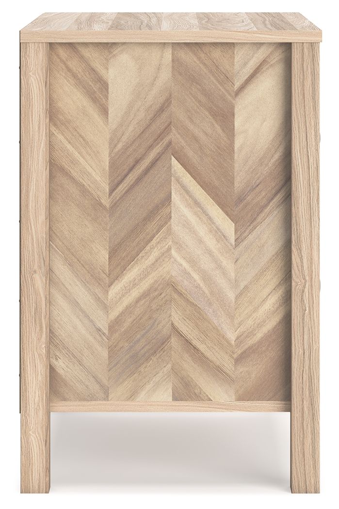 Battelle Tan Two Drawer Nightstand - Modern Bedside Table for Bedroom, Living Room & Guest Room - Compact Storage Solution with Smooth Gliding Drawers