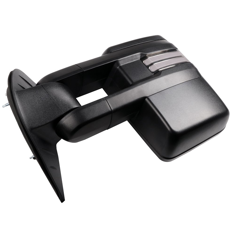 Heated Power-Adjustable Towing Mirrors for 2008-2013 Chevy Silverado & GMC Sierra - Black Cap Housing with LED Turn Signal & Running Lights - Perfect for Towing, Off-Roading & Enhanced Visibility