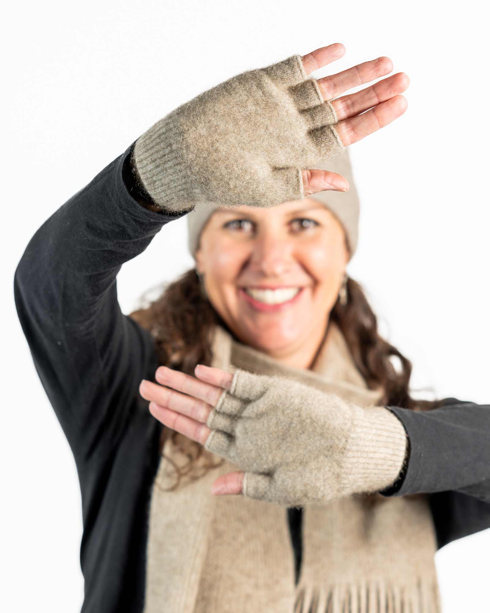 Unisex Fingerless Gloves - Soft Flax & Possum Merino Wool Blend - NX103 - Perfect for Outdoor Activities, Cycling & Cold Weather Comfort