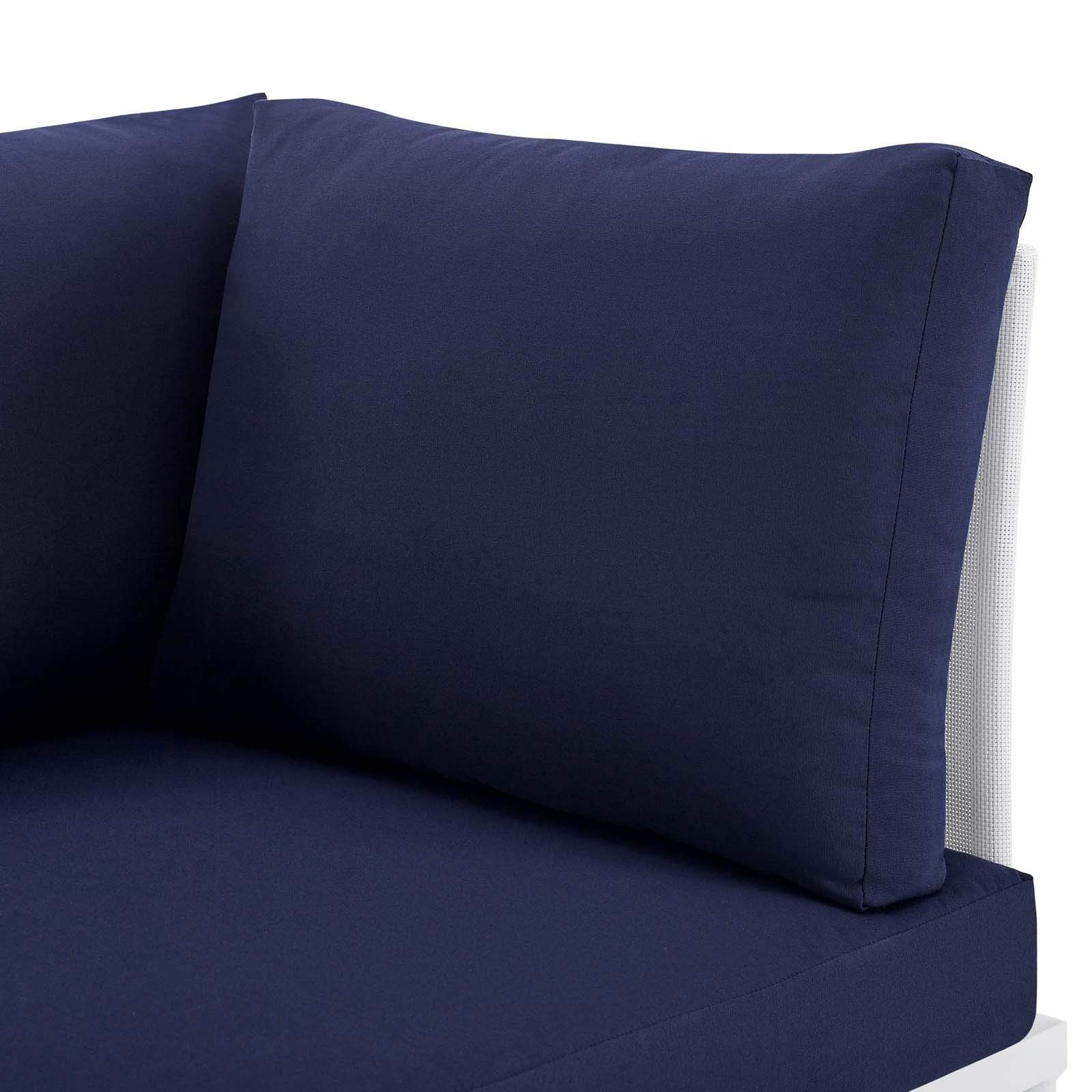 Modway EEI-4967-WHI-NAV Harmony Outdoor Patio Aluminum Sofa Set - White & Navy Blue Weather-Resistant Furniture for Backyard, Poolside & Garden Relaxation