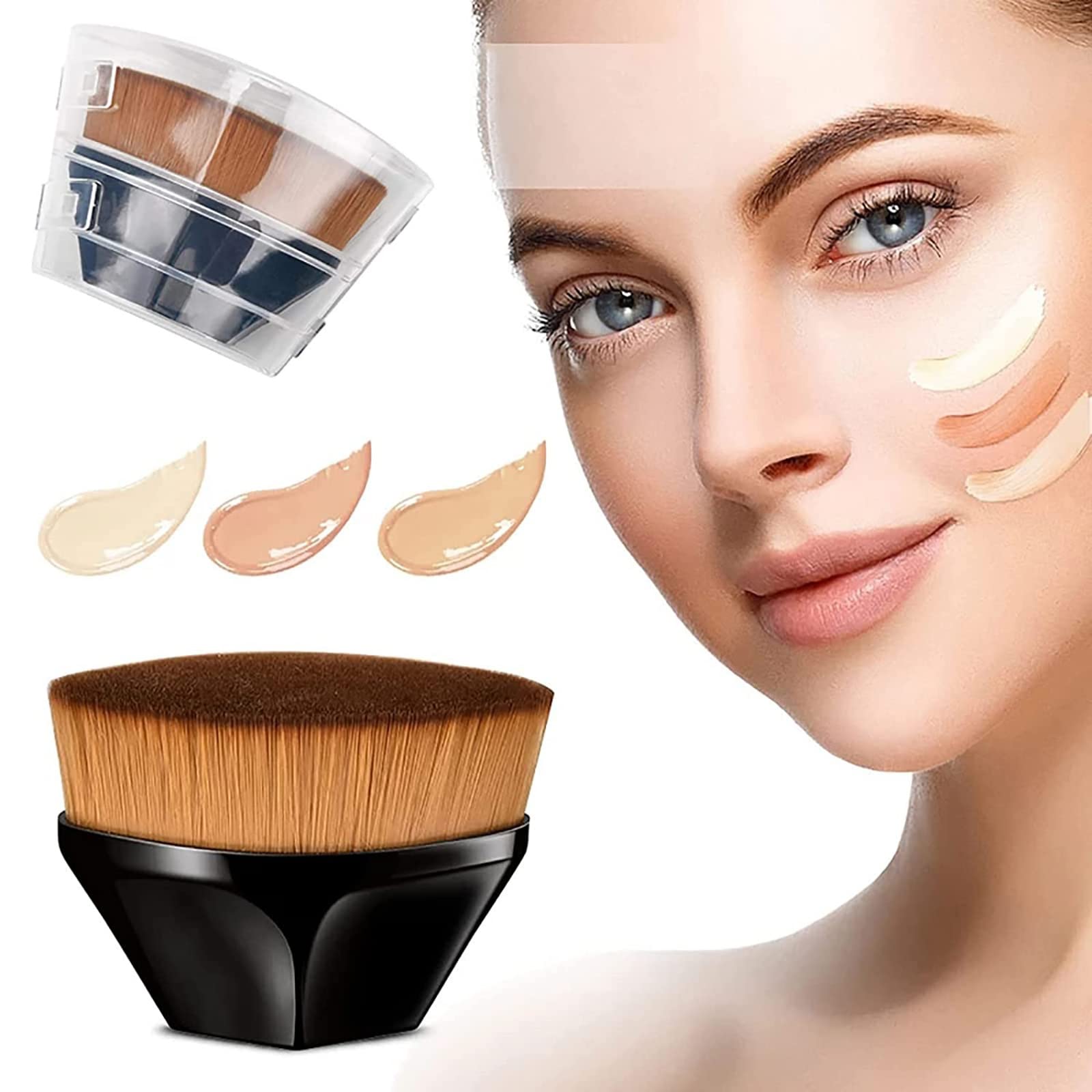 Diamond Crystal Makeup Brush - Flat Cap Foundation Brush for Liquid, Cream & Powder - Perfect for Blending
